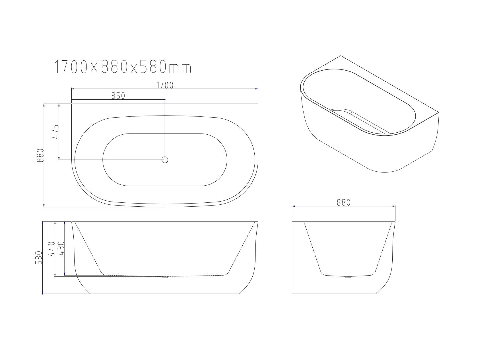 Anna Back-To-Wall Bathtub