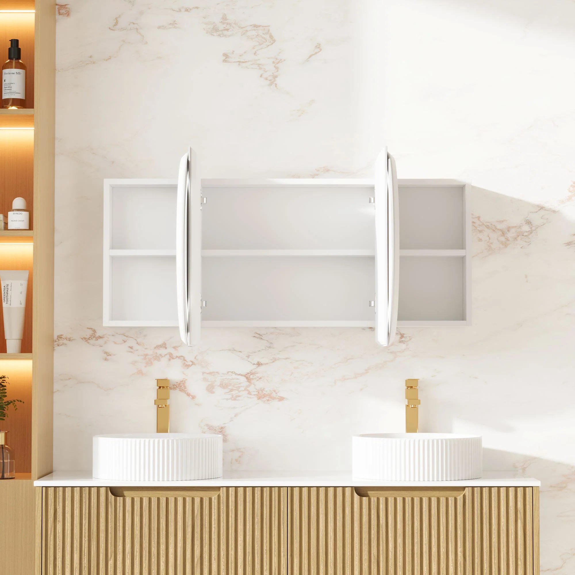 Athena 1500mm x 600mm LED Oval Wall-Hung Shaving Cabinet