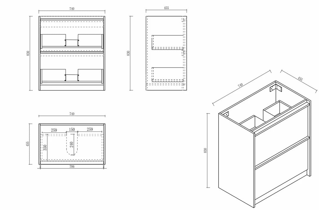 Bella 750mm Freestanding Cabinet - Notaio Walnut