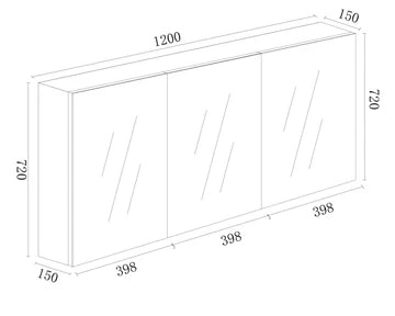 1200mm x 720mm MDF Shaving Cabinet - Gloss White