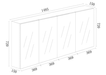 1500mm x 720mm MDF Shaving Cabinet - Gloss White