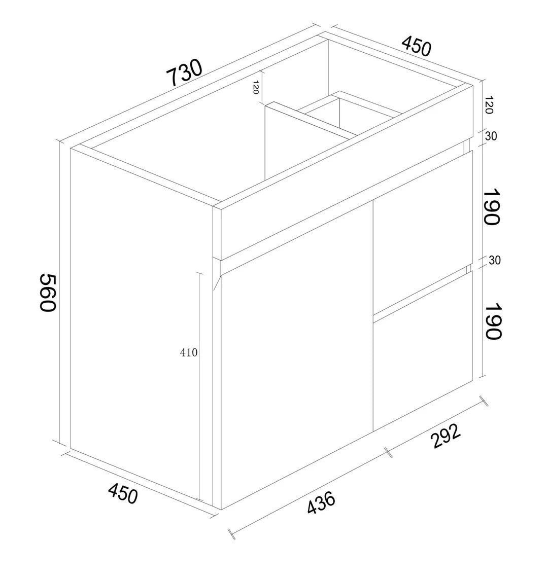 BIANCA 750mm PVC Wall-Hung Vanity (LHD) and (RHD)