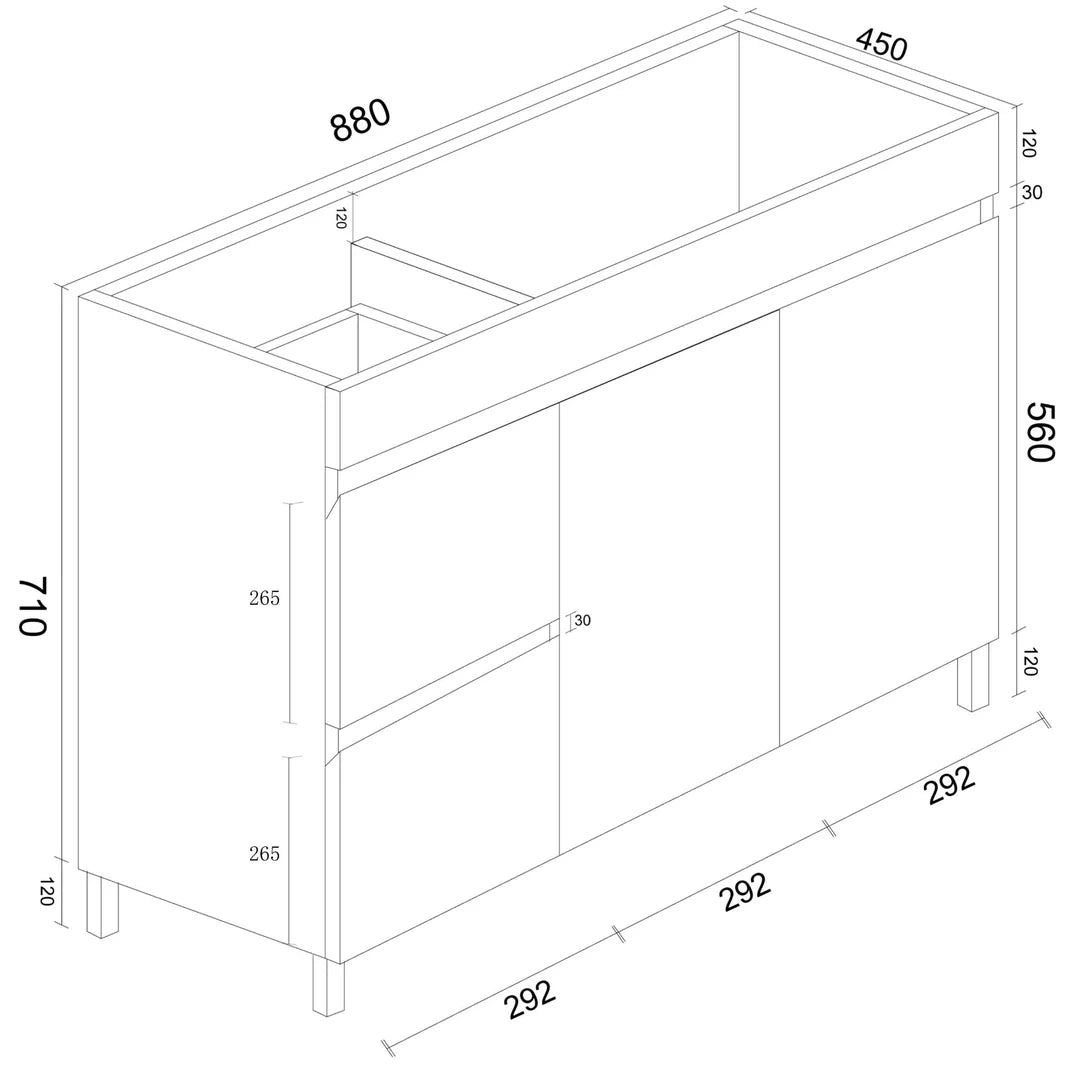 BIANCA 900mm PVC Freestanding Vanity (LHD)