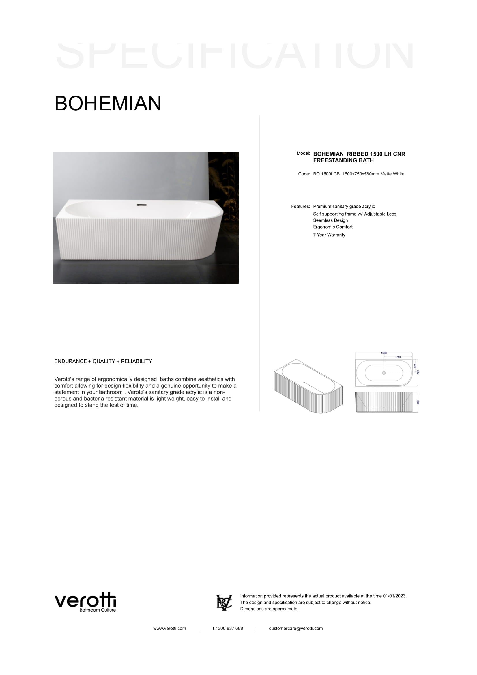 BOHEMAIN CORNER FREESTANDING BATH