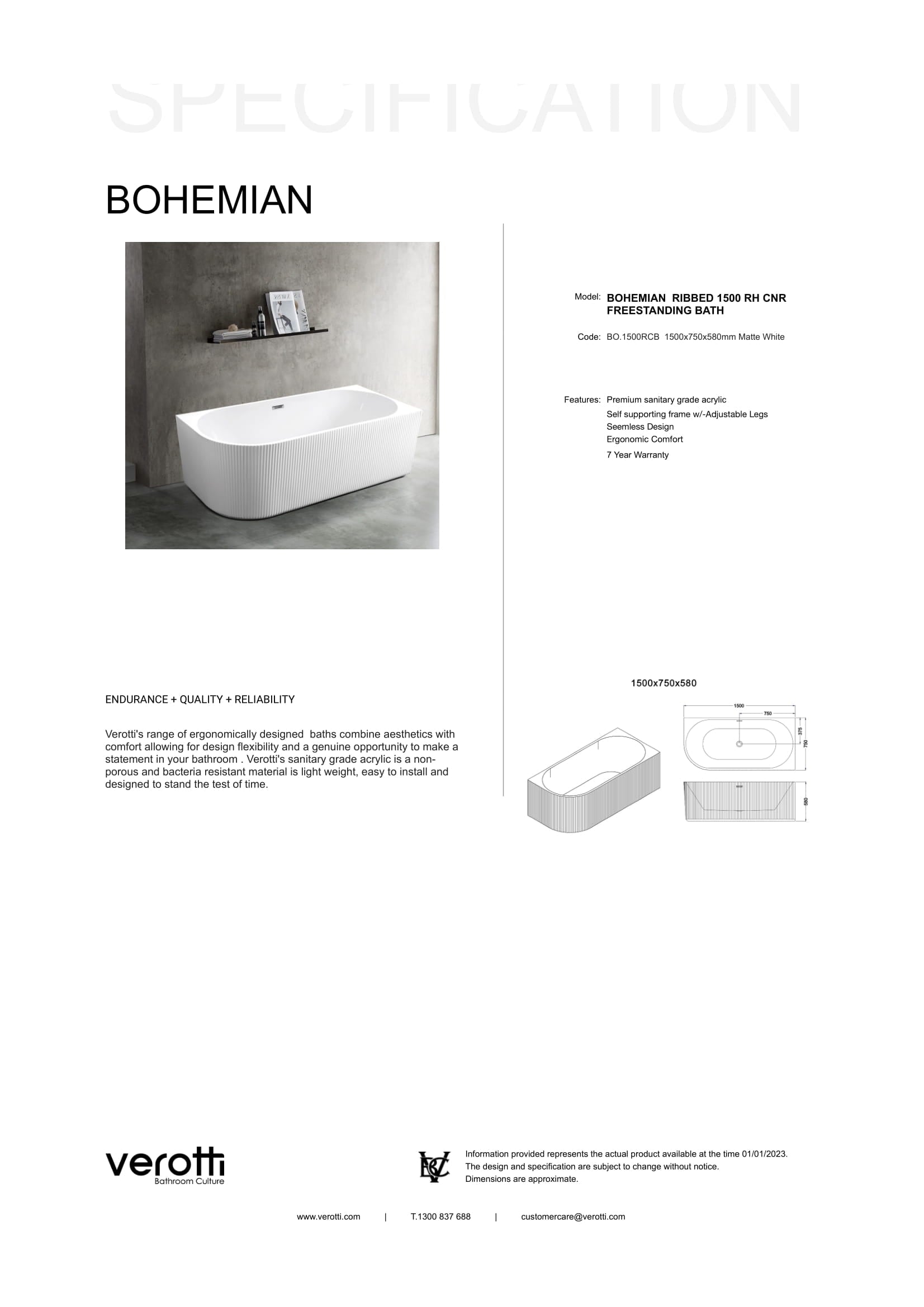 BOHEMAIN CORNER FREESTANDING BATH