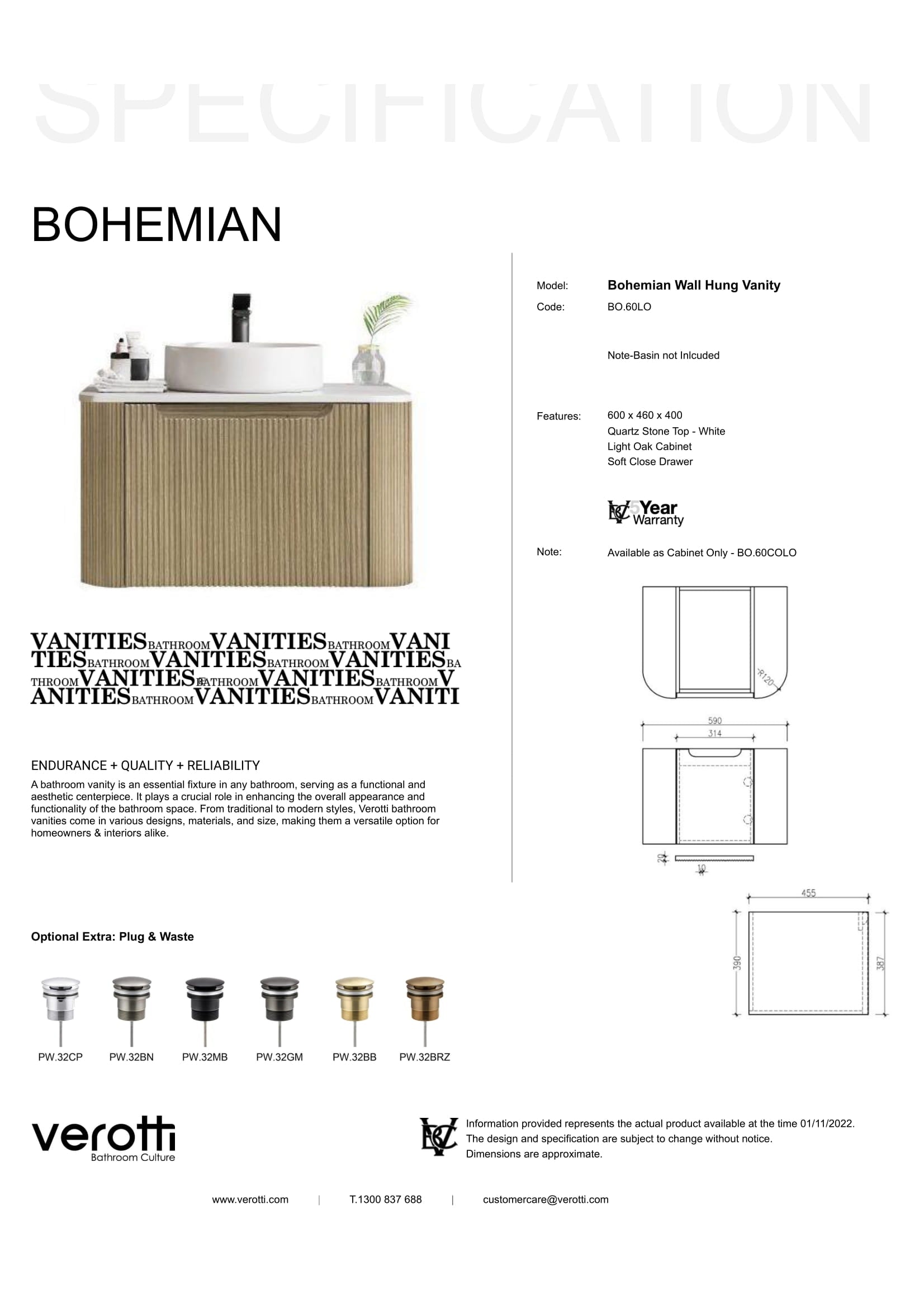 BOHEMIAN 600 VANITY