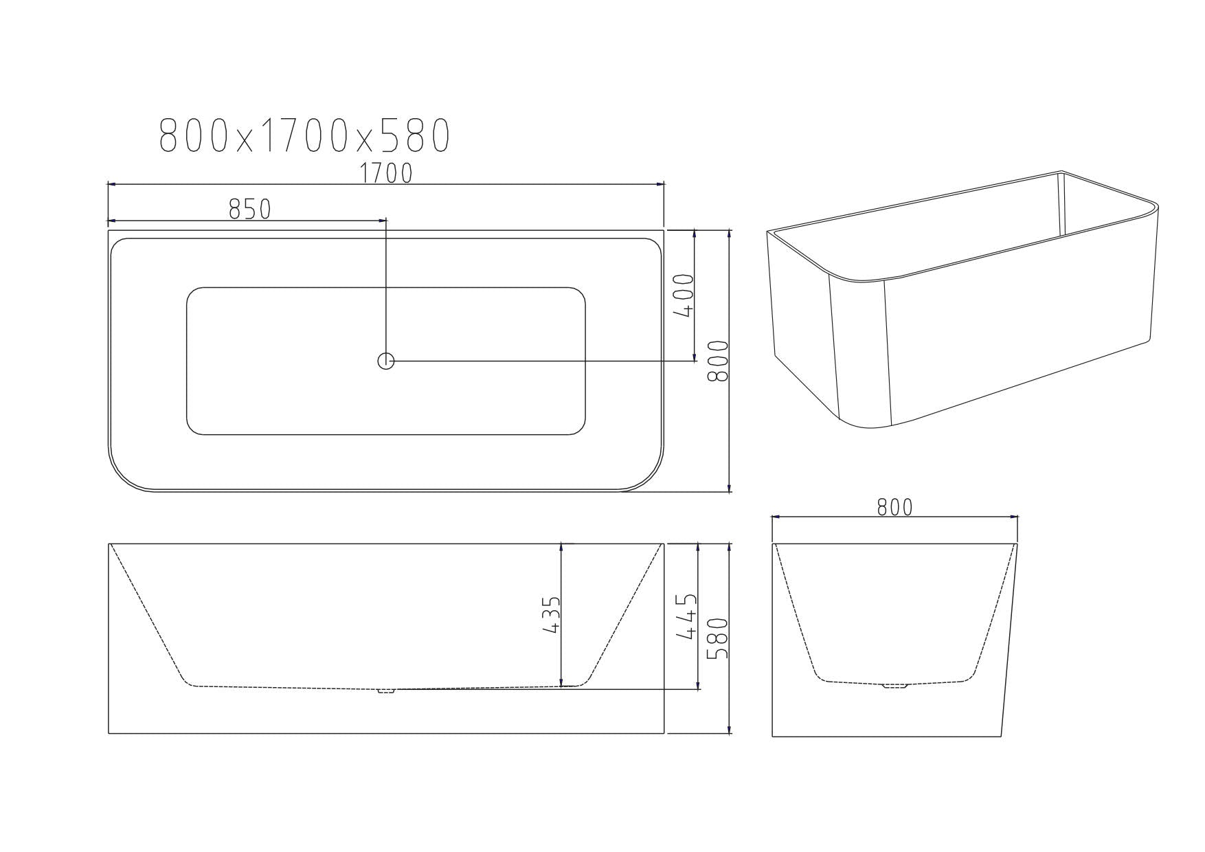 Bullion Ultra-Thin Back-to-Wall Bathtub