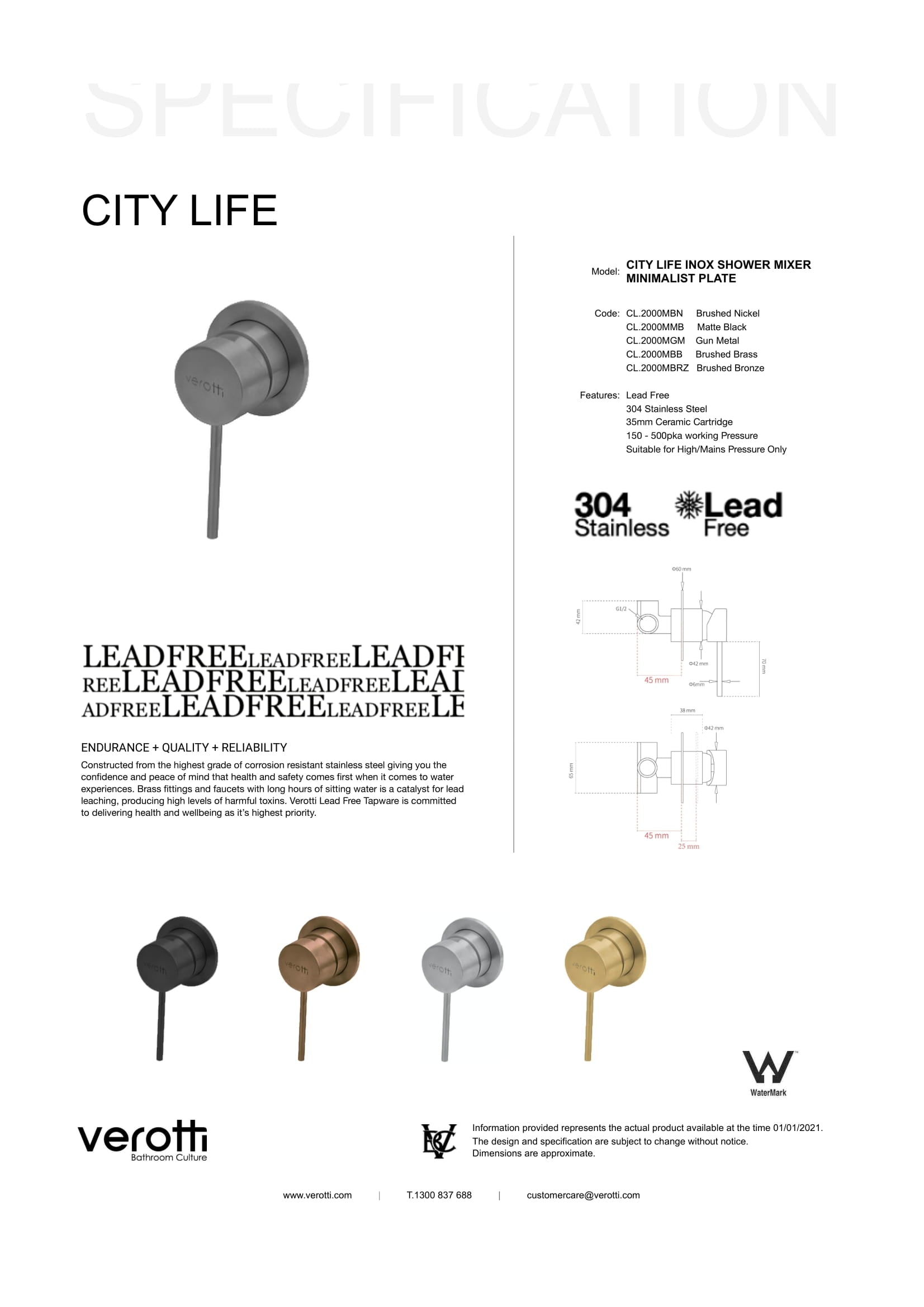 City Life Minimal Shower Or Bath Mixer