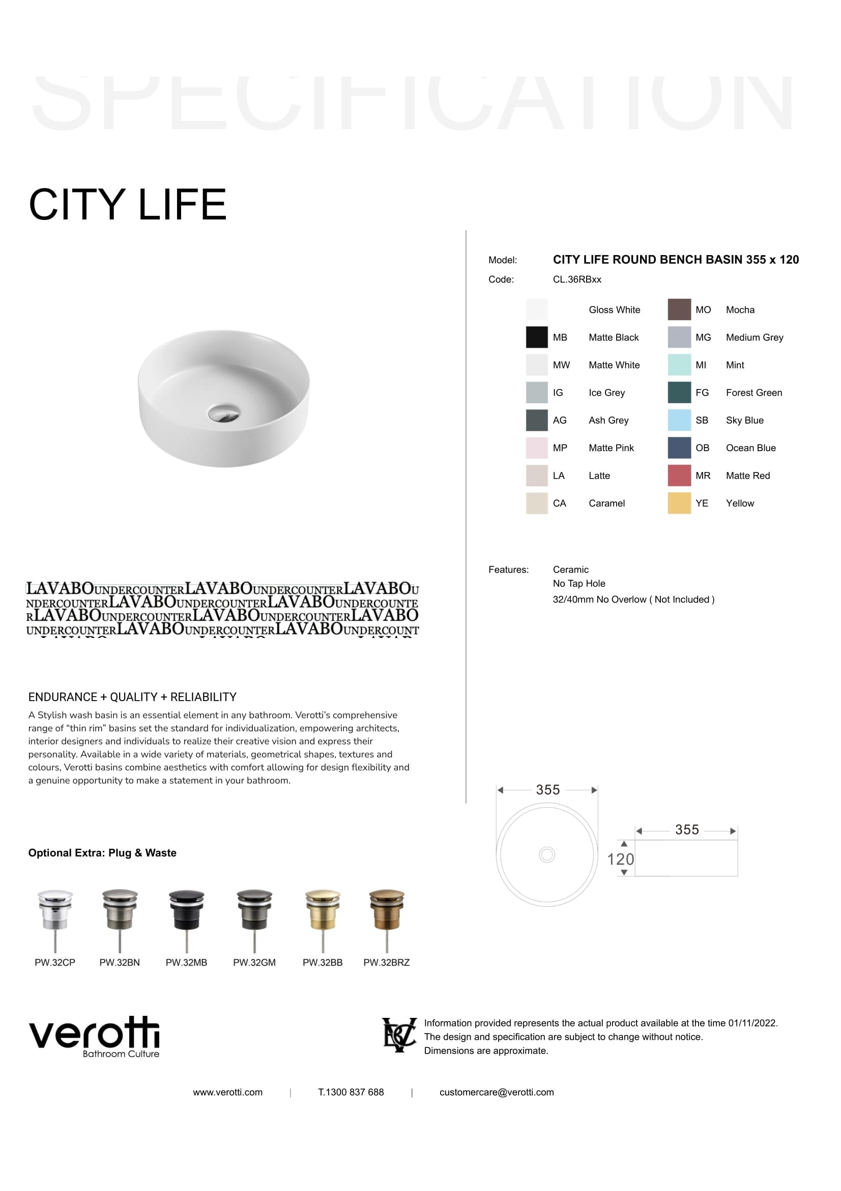 CITY LIFE ROUND (W355, H120)
