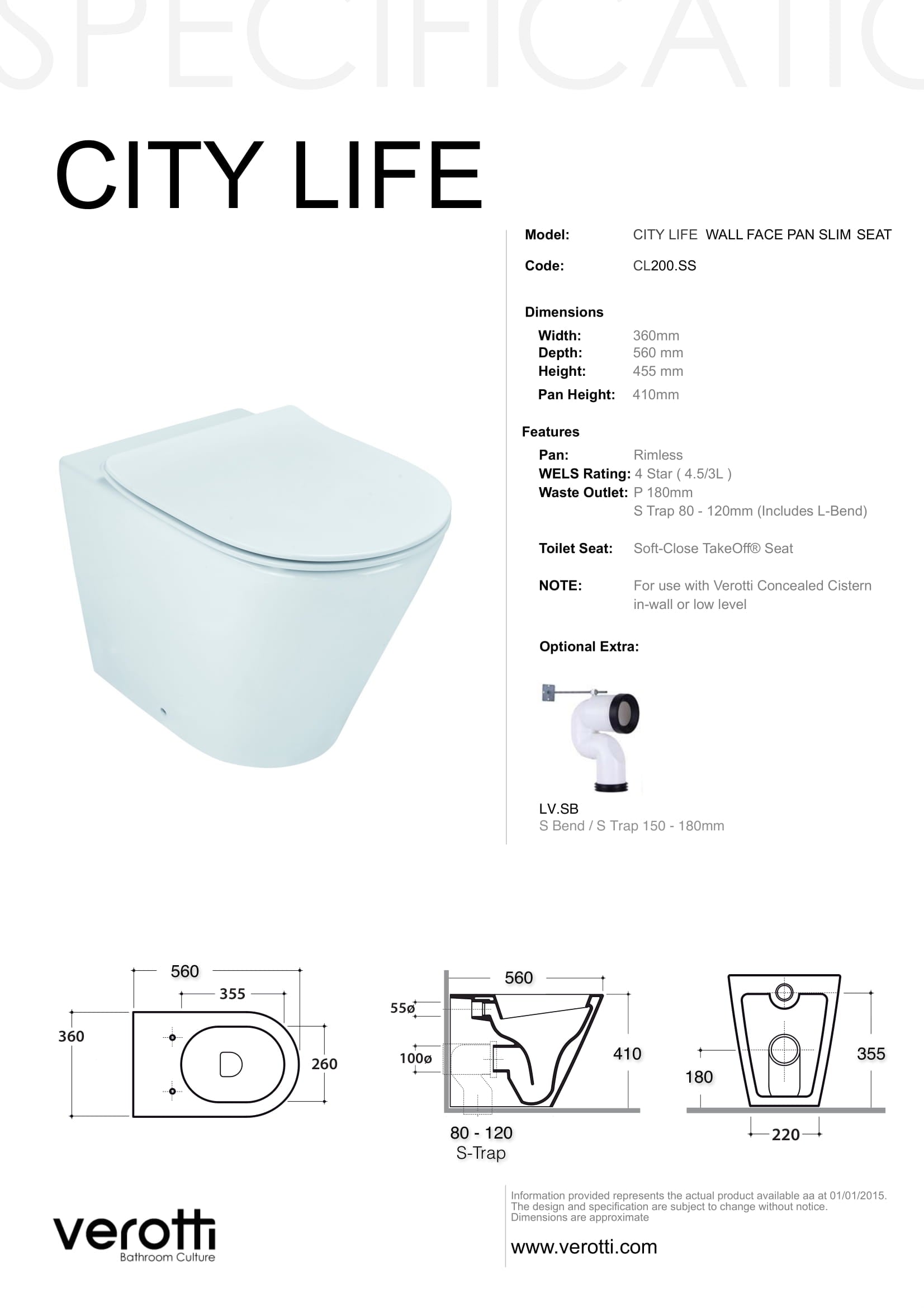 CITY LIFE SLIM WALL FACED PAN