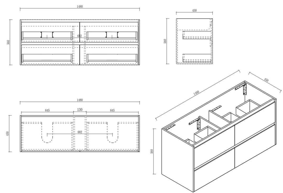 HERA 1500mm Wall-Hung Vanity - Tas Oak