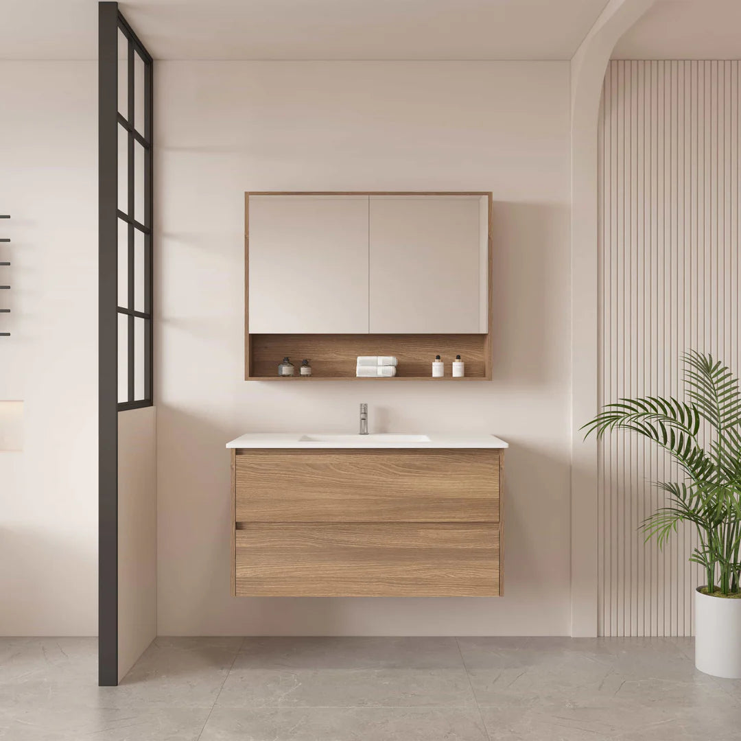 HERA 900mm Wall-Hung Vanity - Elegant Oak