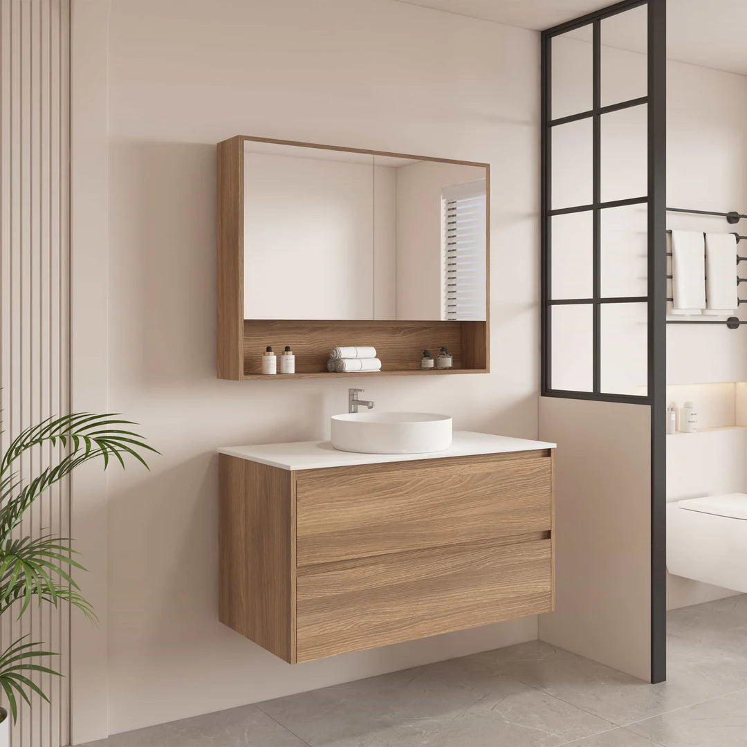 HERA 900mm Wall-Hung Vanity - Elegant Oak
