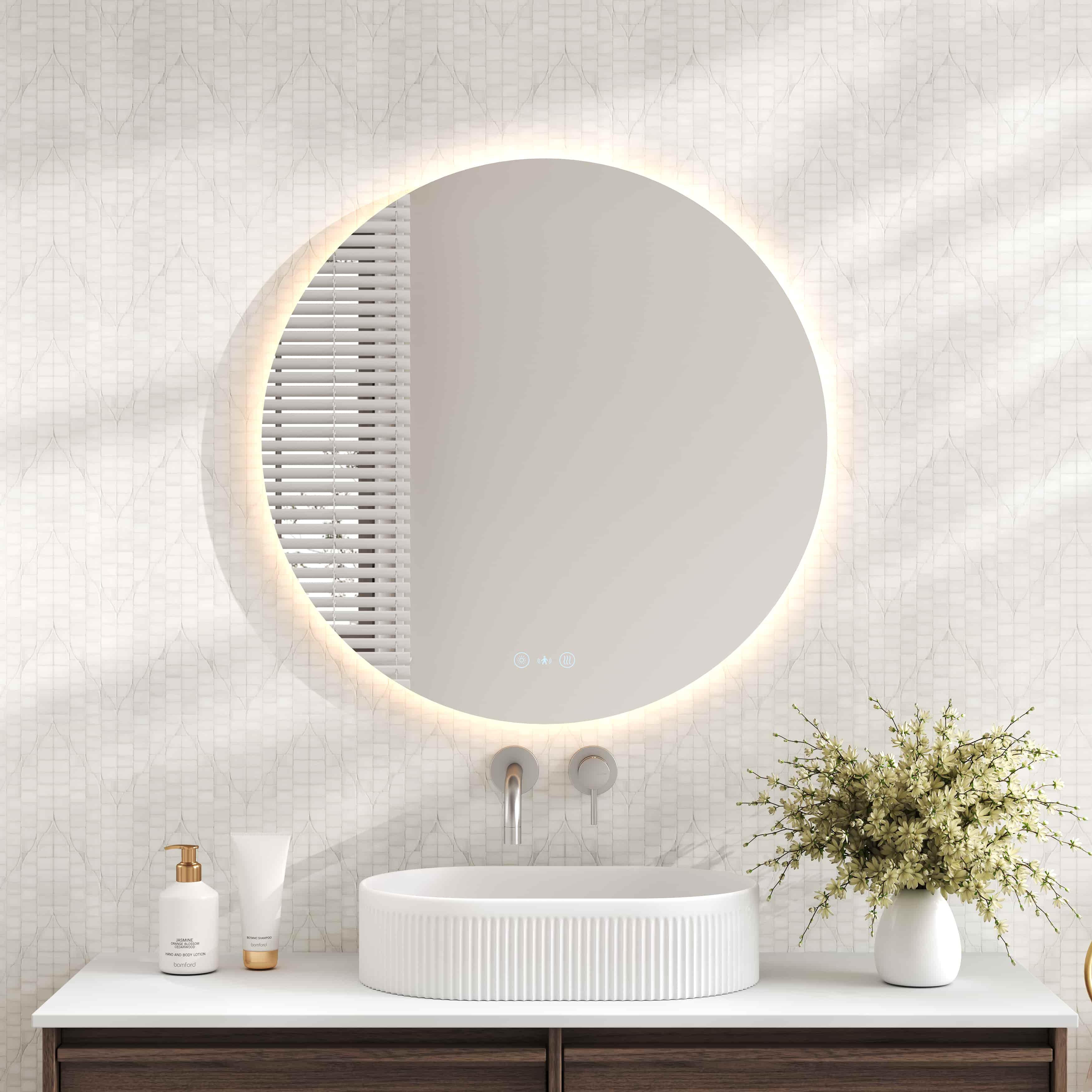 Luna LED Round Mirror 750mm - with Adjustable LED Lighting