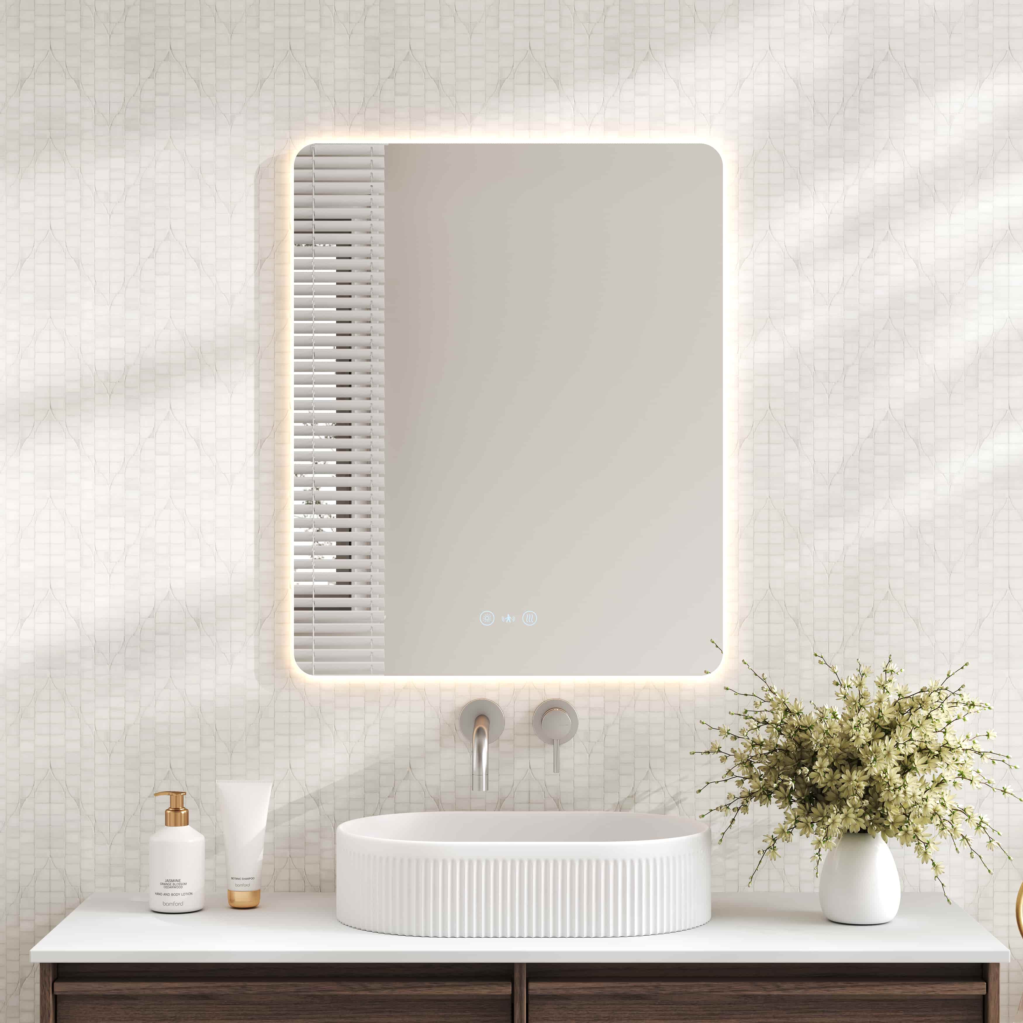 Luna LED Rectangular Mirror 600mm - with Adjustable LED Lighting