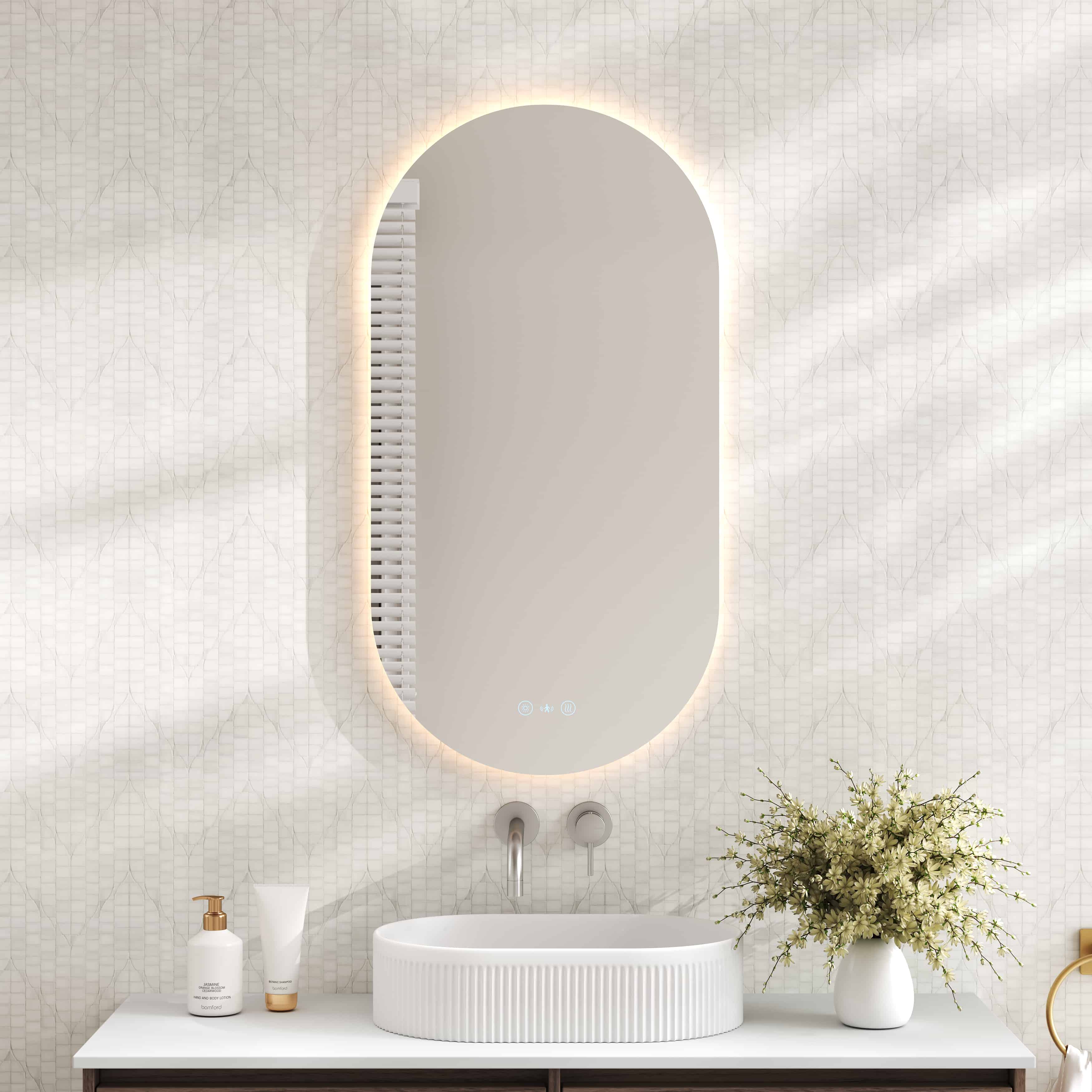 Luna LED Oval Mirror 500 x 900mm - with Adjustable LED Lighting