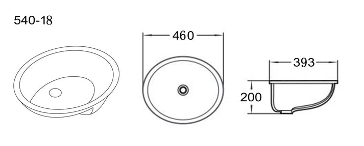 CITY LIFE ELLIPTICAL UNDER COUNTER BASIN (460, 390, 190)