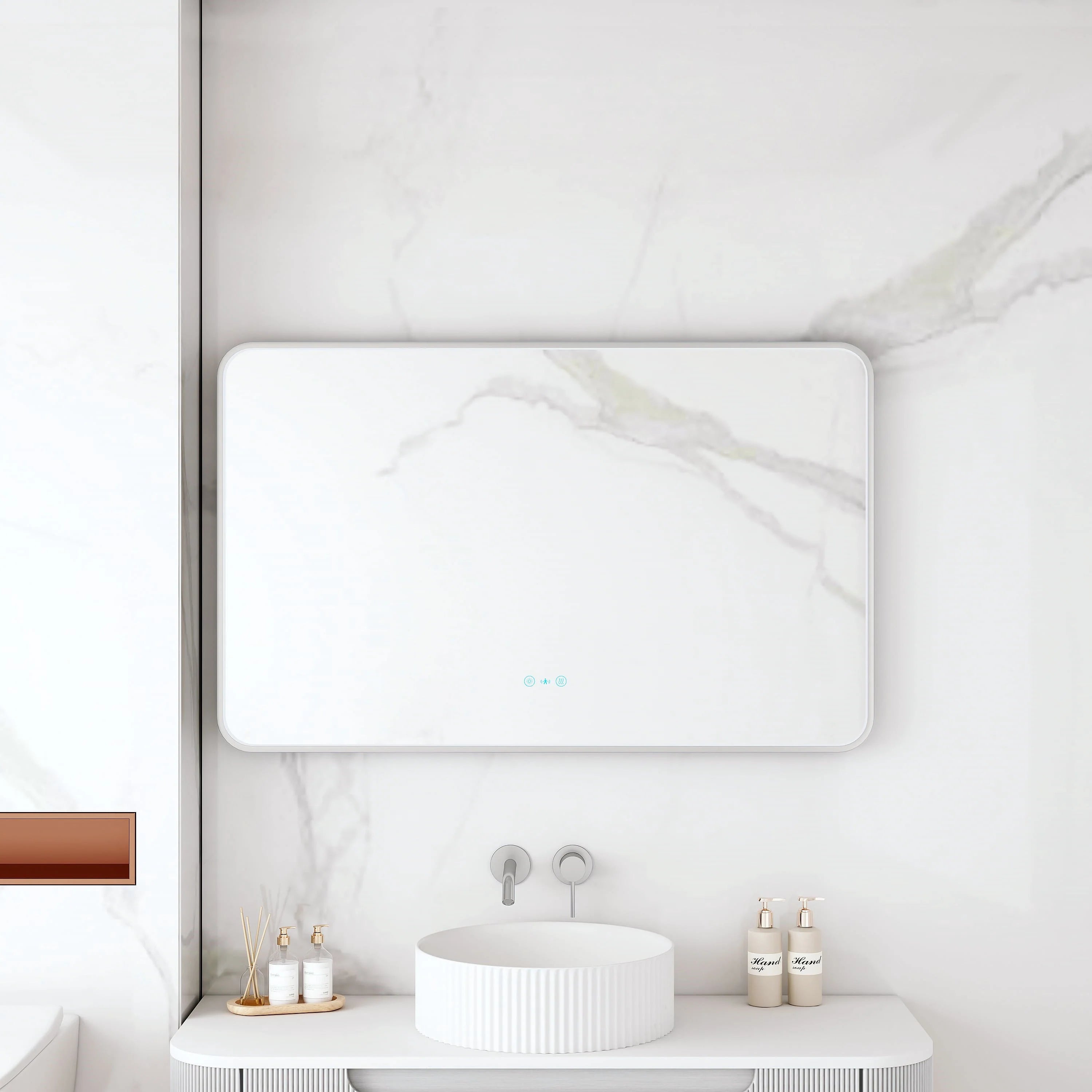 Maia 600×750 / 750×900 / 1200×750mm LED Rectangular Mirror – Brushed Nickel Frame