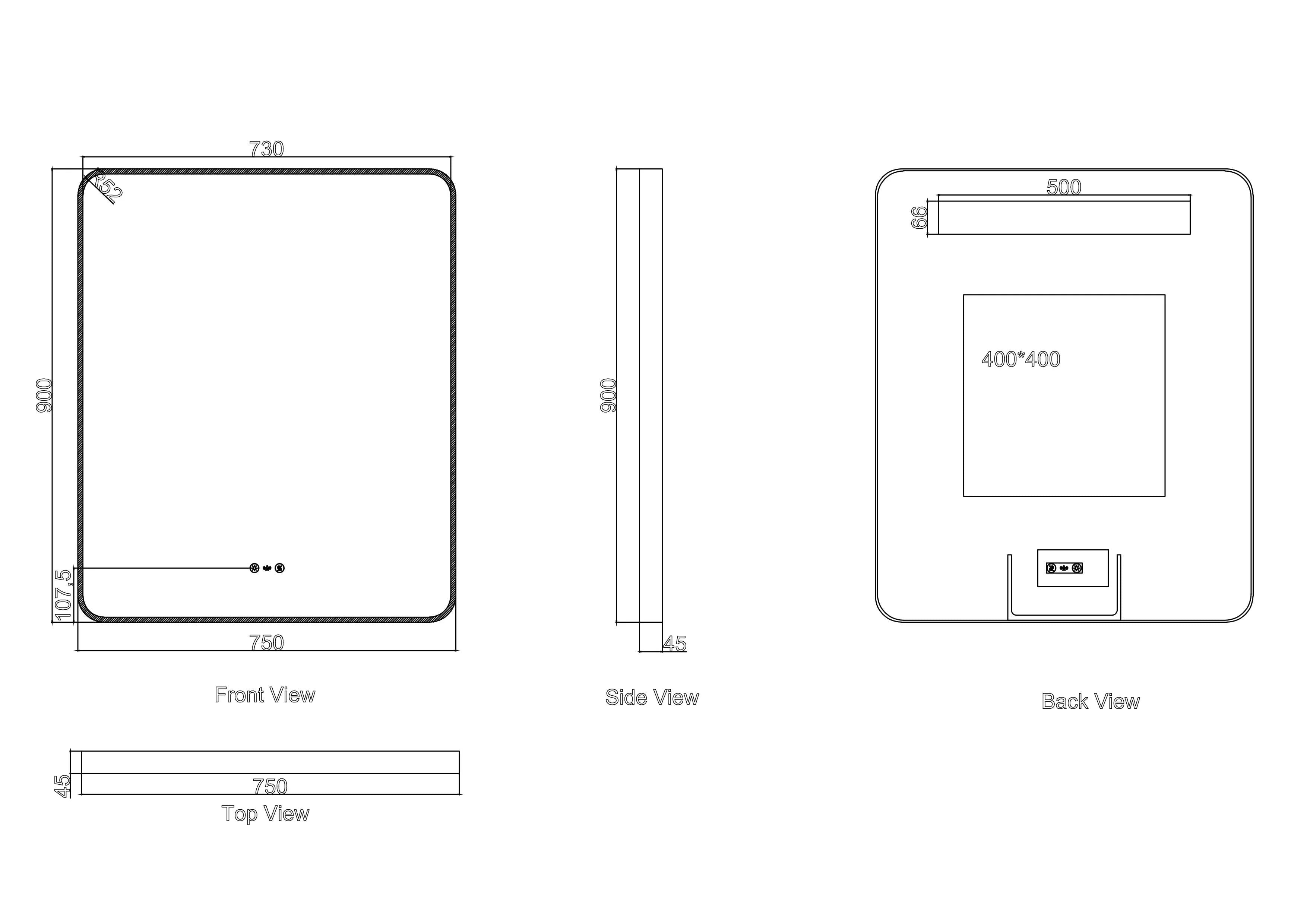 Maia 600×750 / 750×900 / 1200×750mm LED Rectangular Mirror – Brushed Nickel Frame
