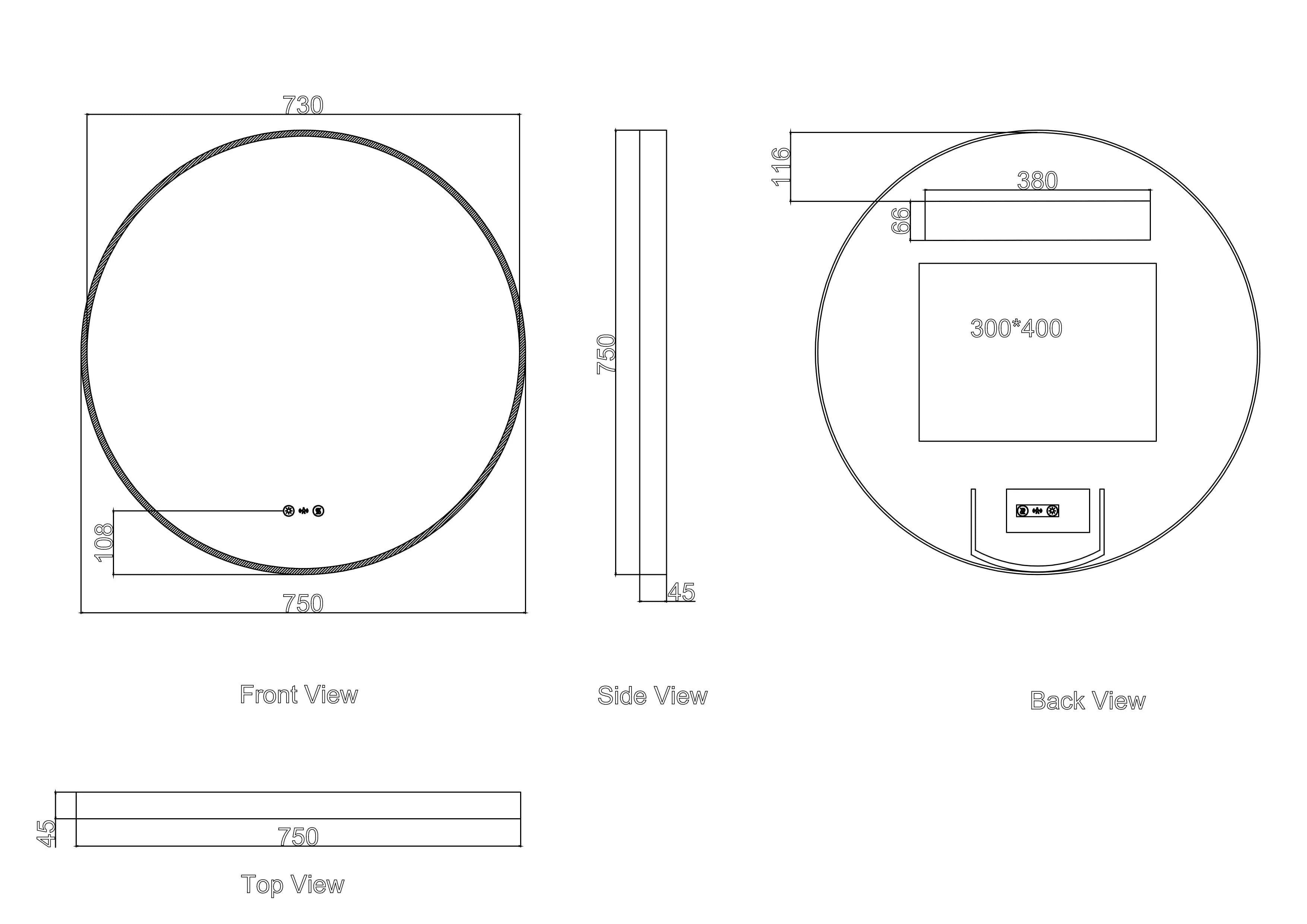 Maia 600/750/900mm LED Round Mirror – Matt Black Frame