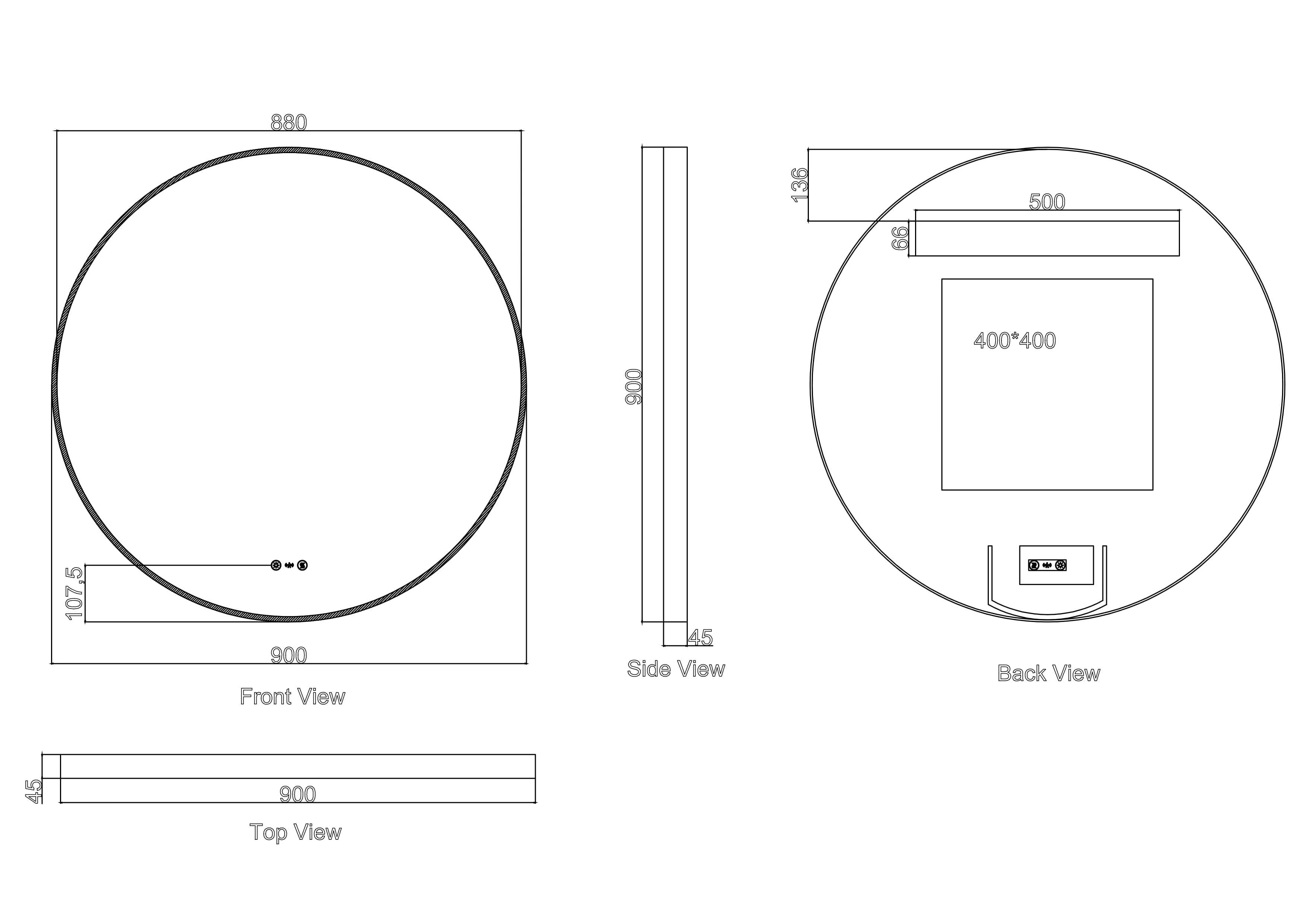 Maia 600/750/900mm LED Round Mirror – Matt Black Frame
