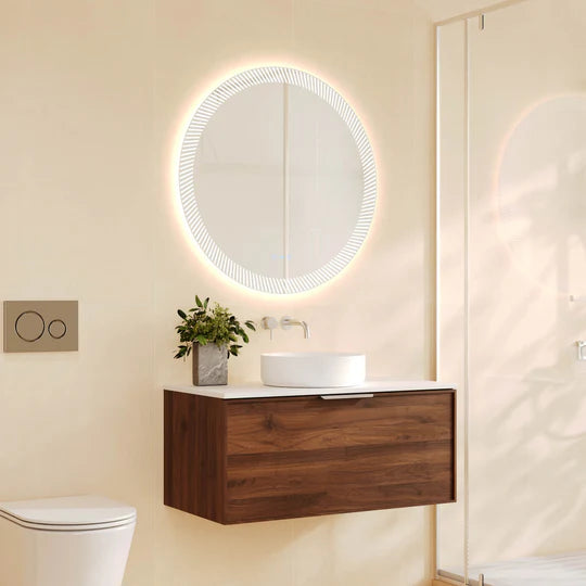 Paris 900mm Wall-Hung Vanity - Walnut Woodmatt