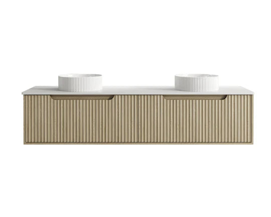 Fluted Rhea 1800mm Wall-Hung Cabinet - Natural Oak