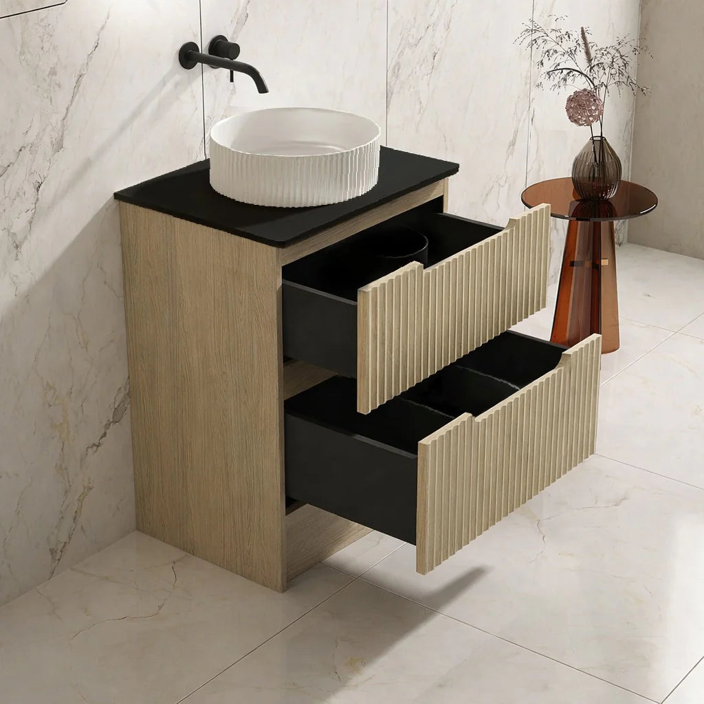 Fluted Rhea 600mm Freestanding Cabinet - Natural Oak