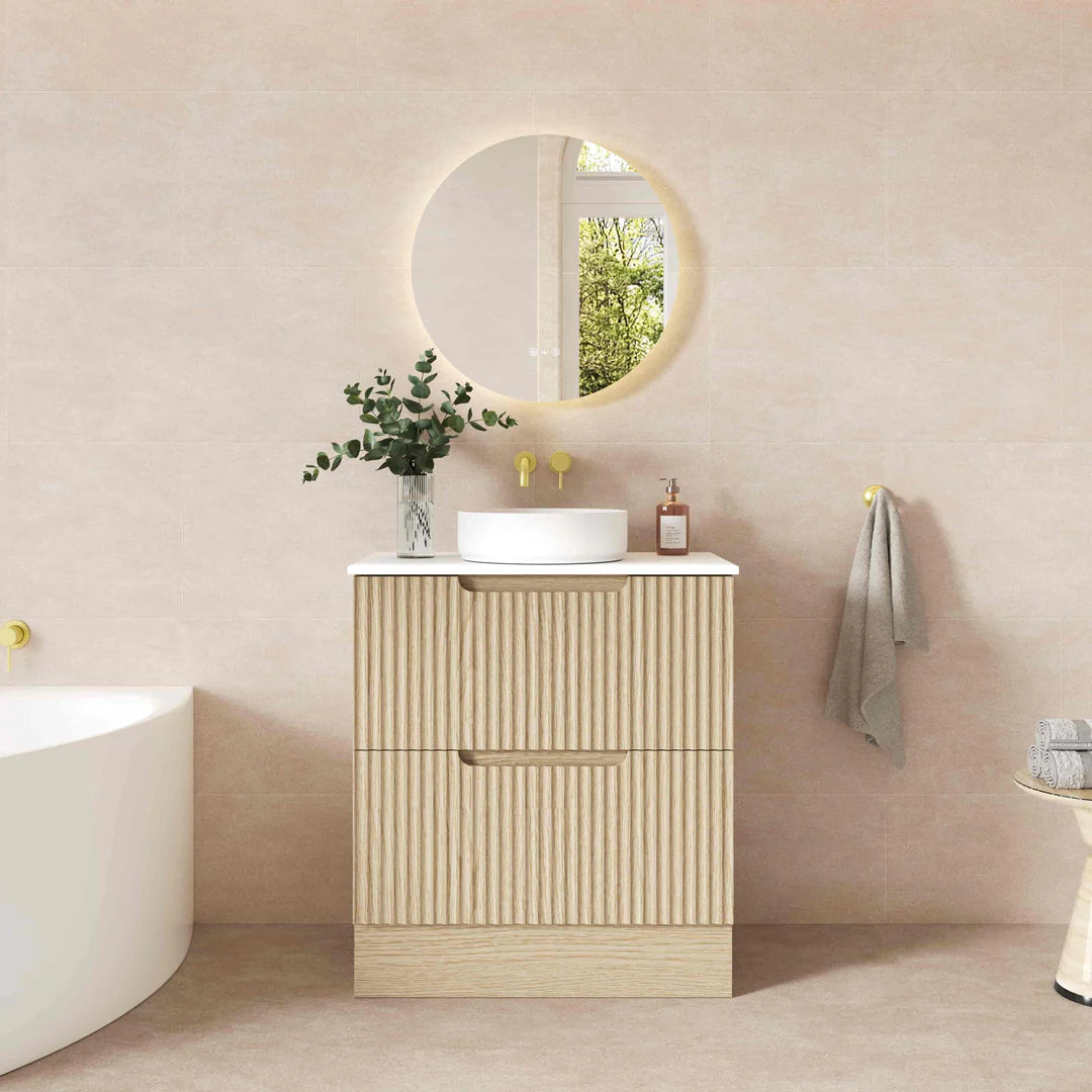 Fluted Rhea 750mm Freestanding Cabinet - Natural Oak