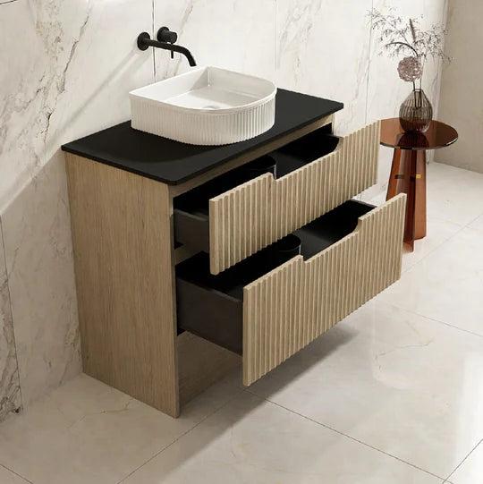Fluted Rhea 900mm Freestanding Cabinet - Natural Oak