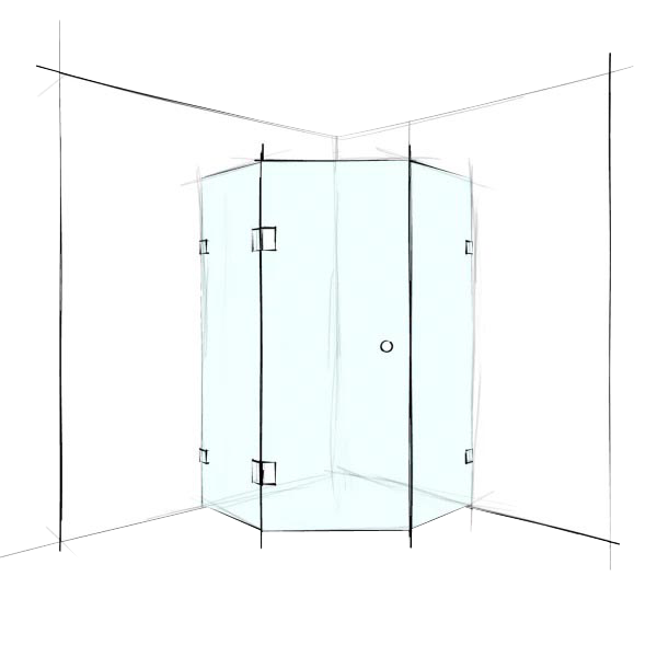 Custom Frameless Hex Corner Set-In