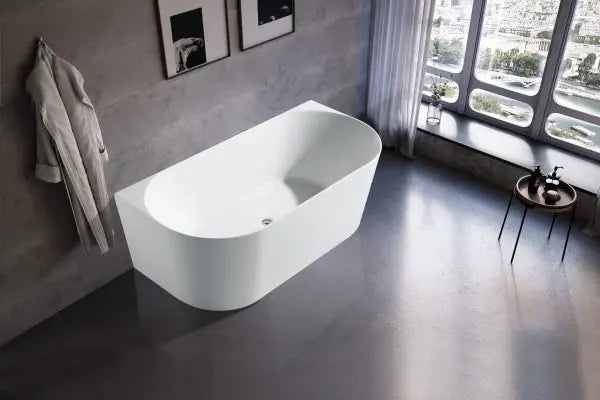 URBAN LIFE D SHAPE BACK TO WALL FREESTANDING BATH