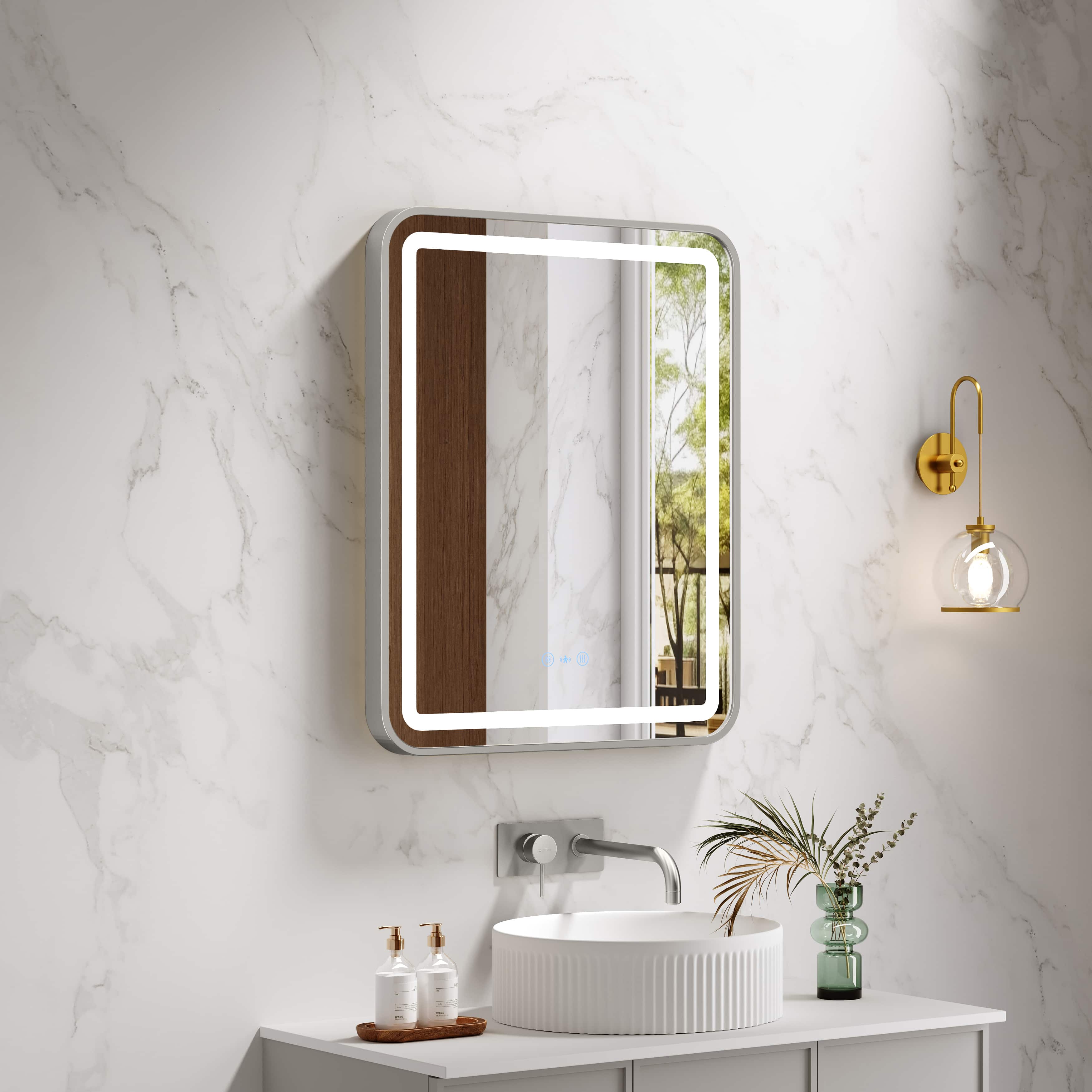 Venus 600×750 / 750×900 / 1200×750mm LED Rectangular Mirror – Brushed Nickel Frame