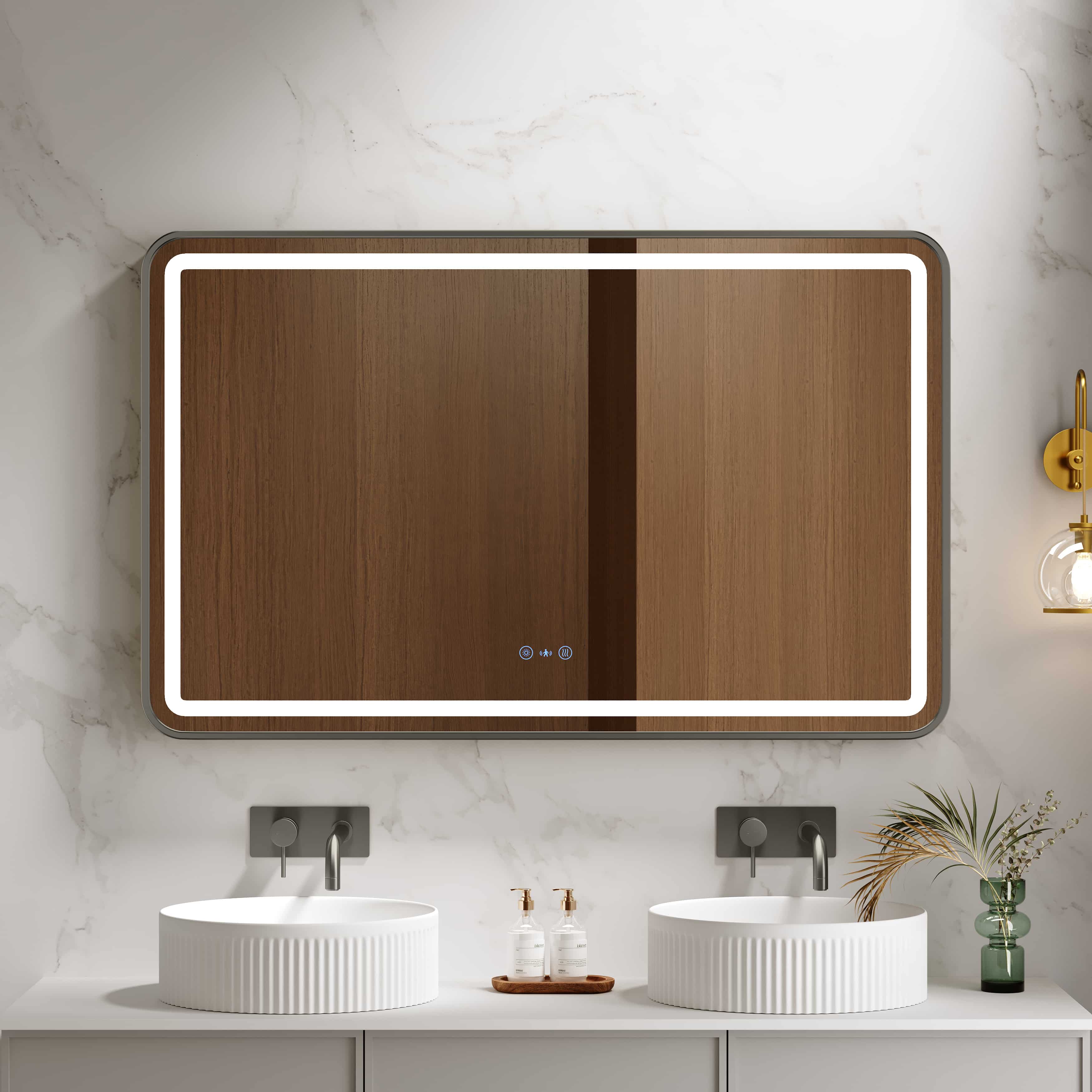 Venus 600×750 / 750×900 / 1200×750mm LED Rectangular Mirror – Gun Metal Frame