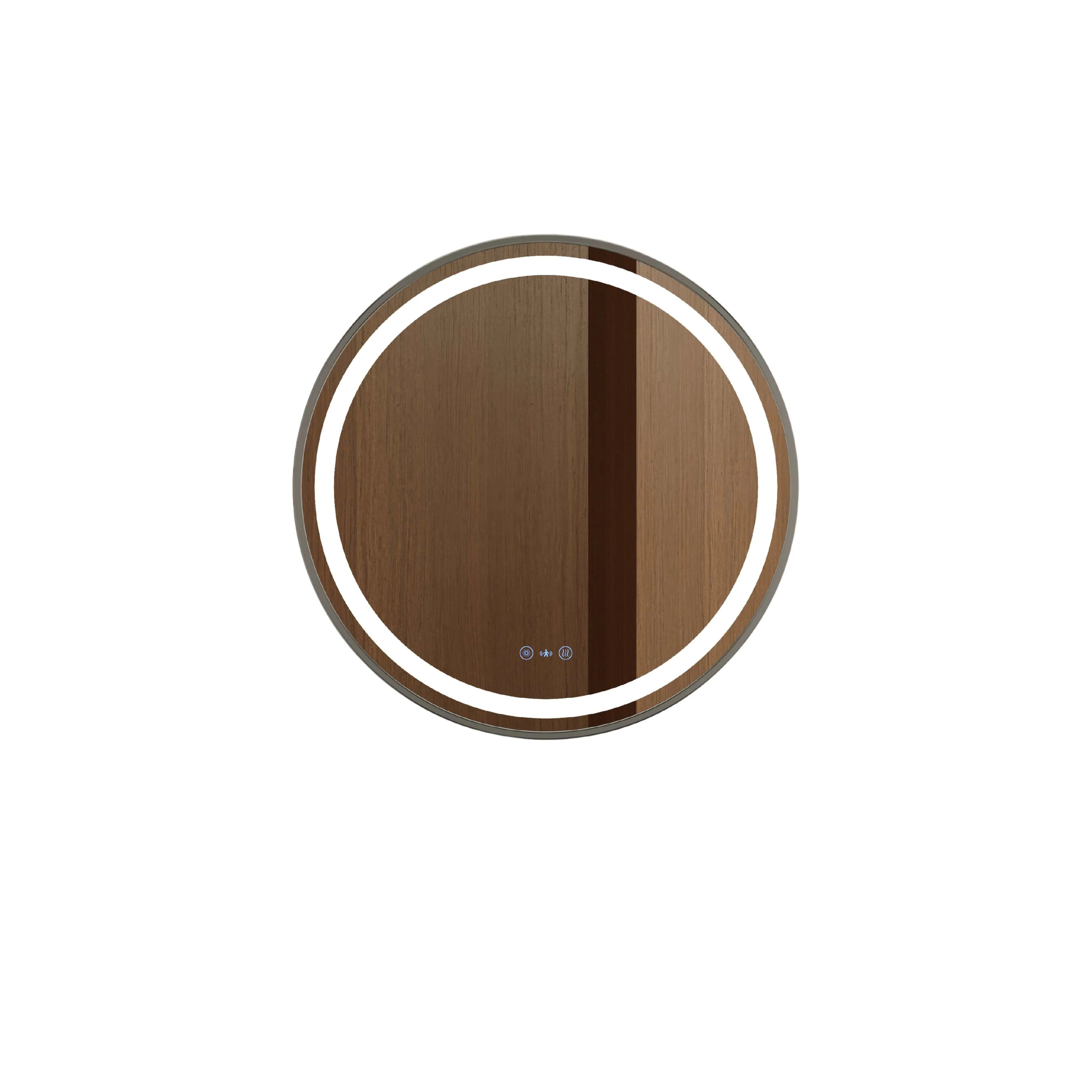 Venus 600/750/900mm LED Round Mirror – Gun Metal Frame