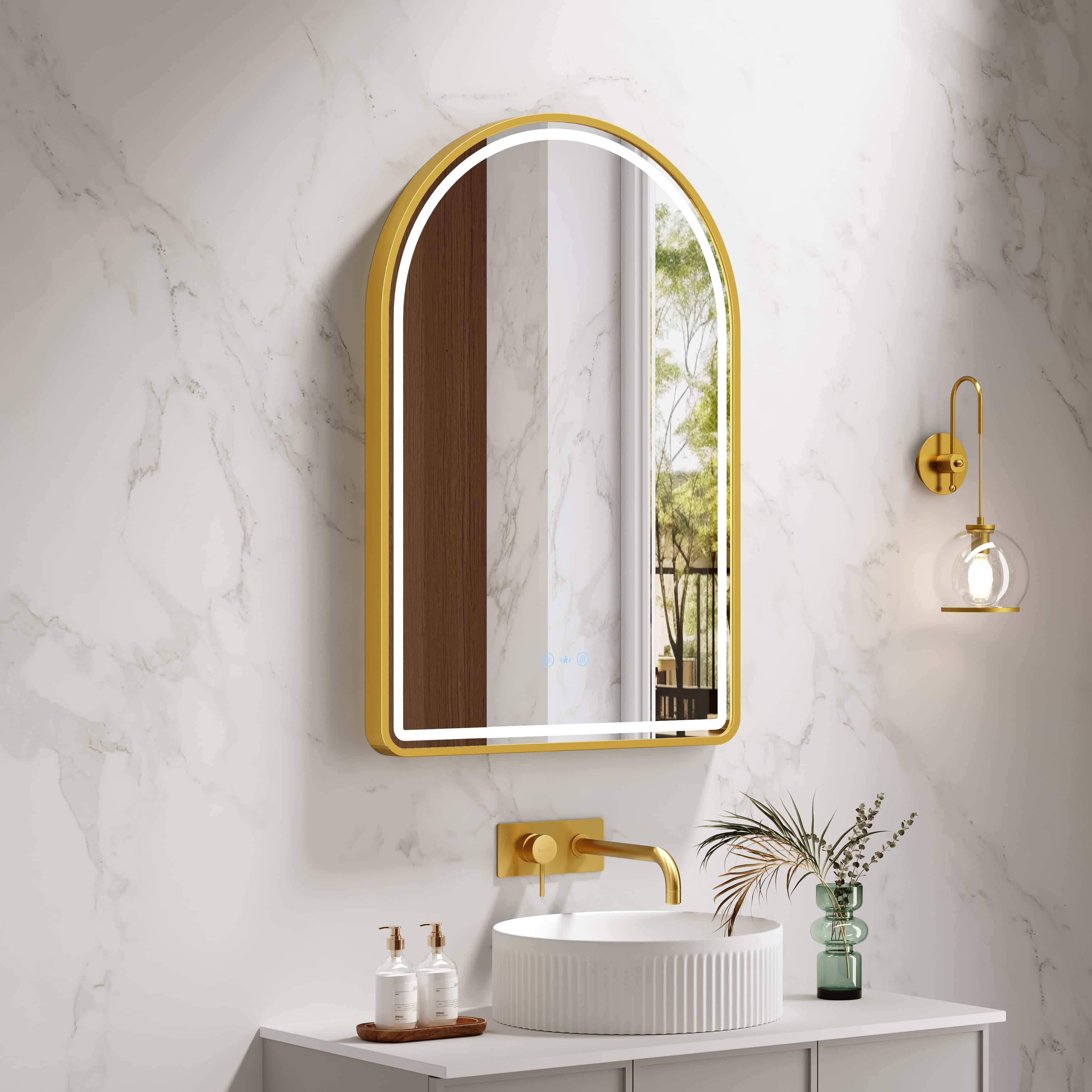 Venus 600×900mm LED Arch Mirror– Brushed Gold Frame