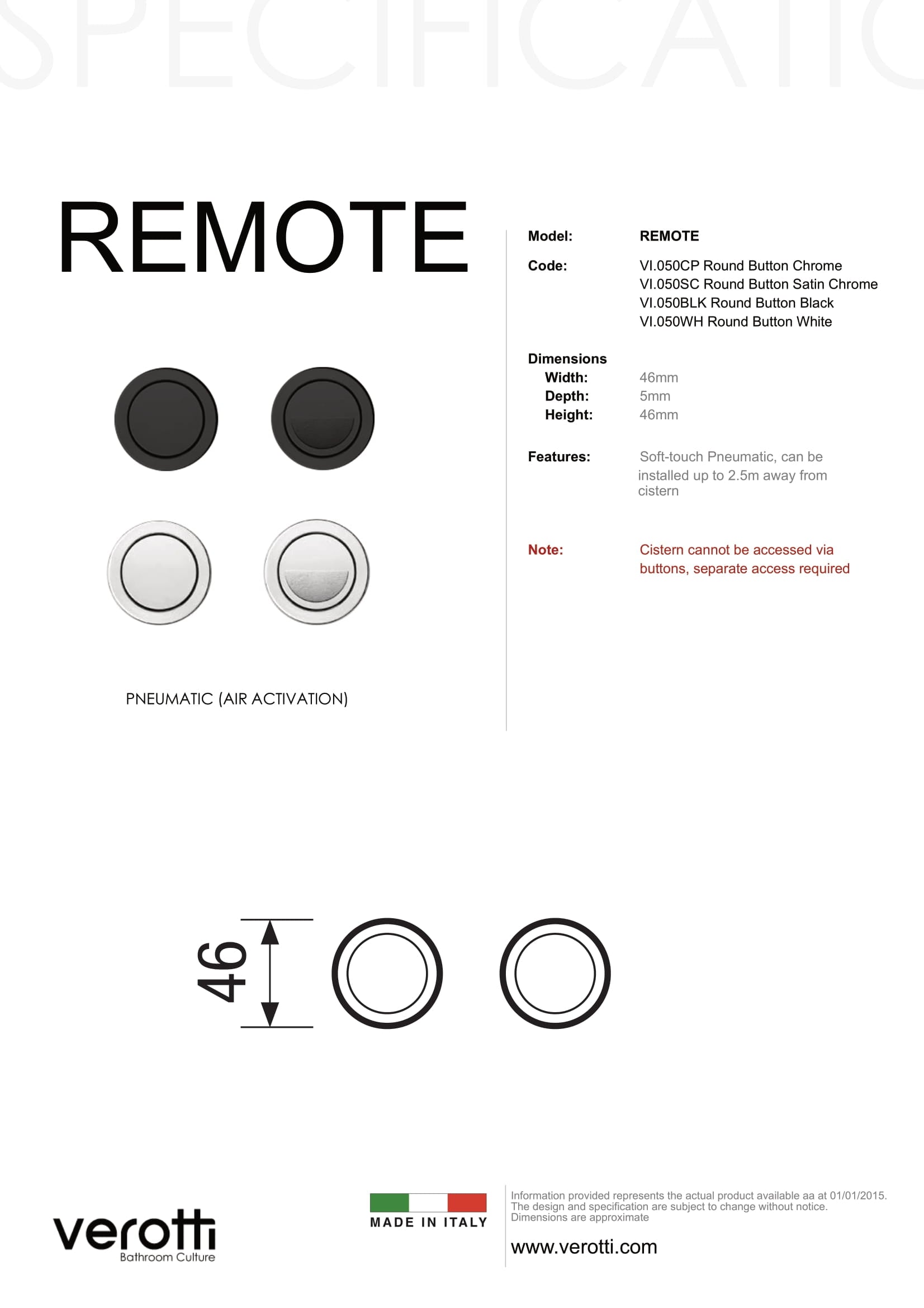 REMOTE ROUND FLUSH BUTTONS