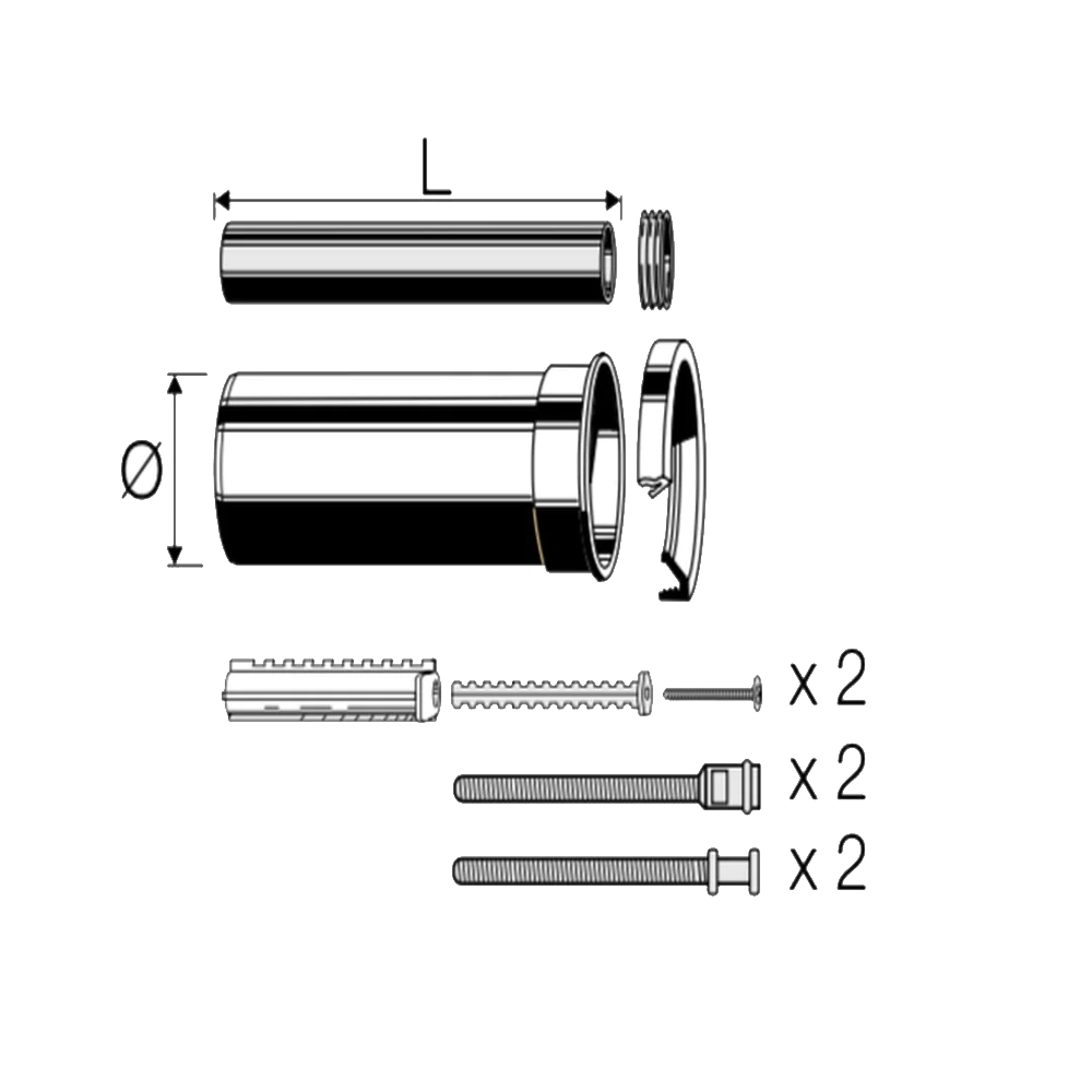 Extension kit for thick walls, suitable for dual flush cisterns - VS0366139