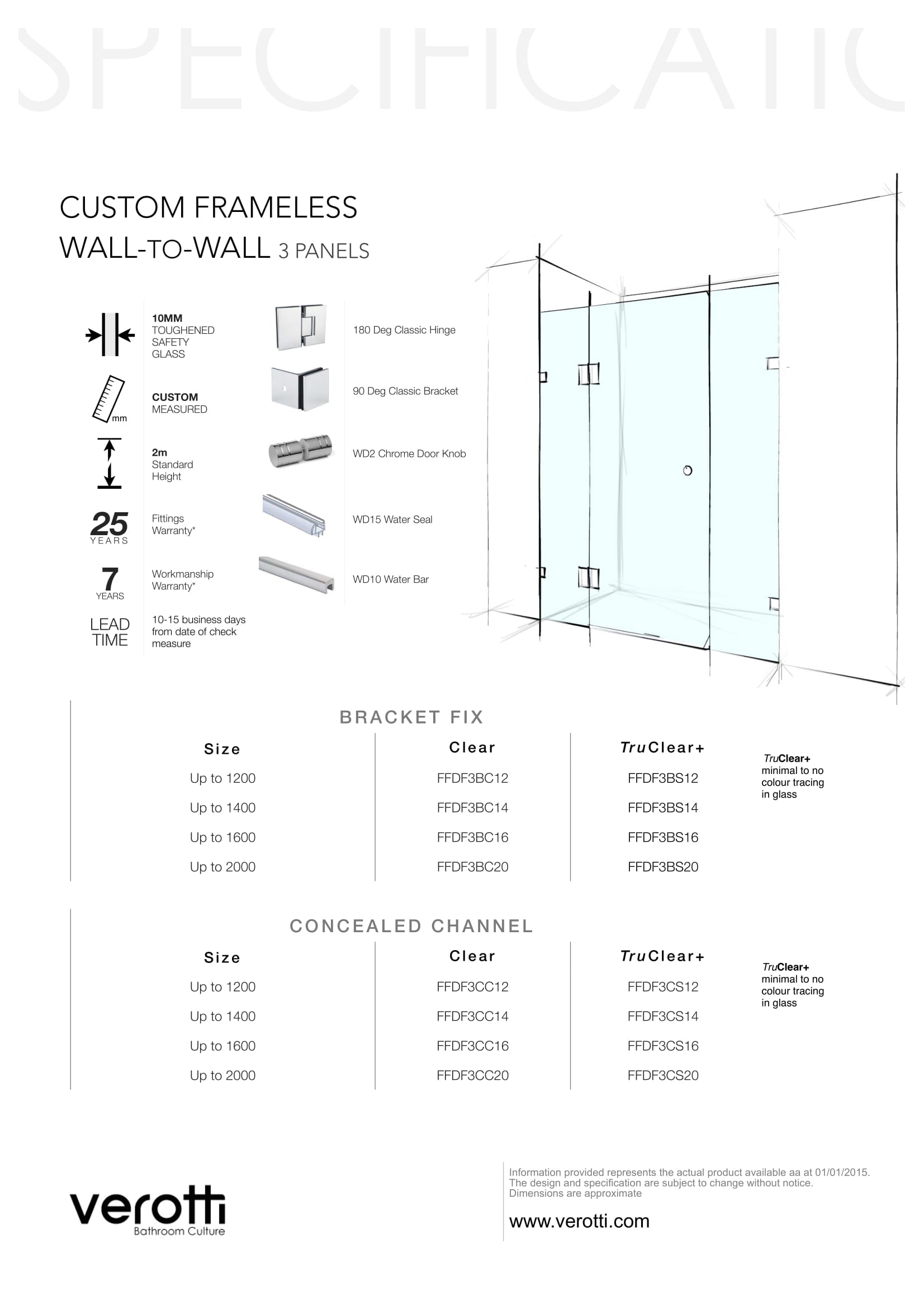 Custom Frameless Wall-To-Wall (3 Panels)