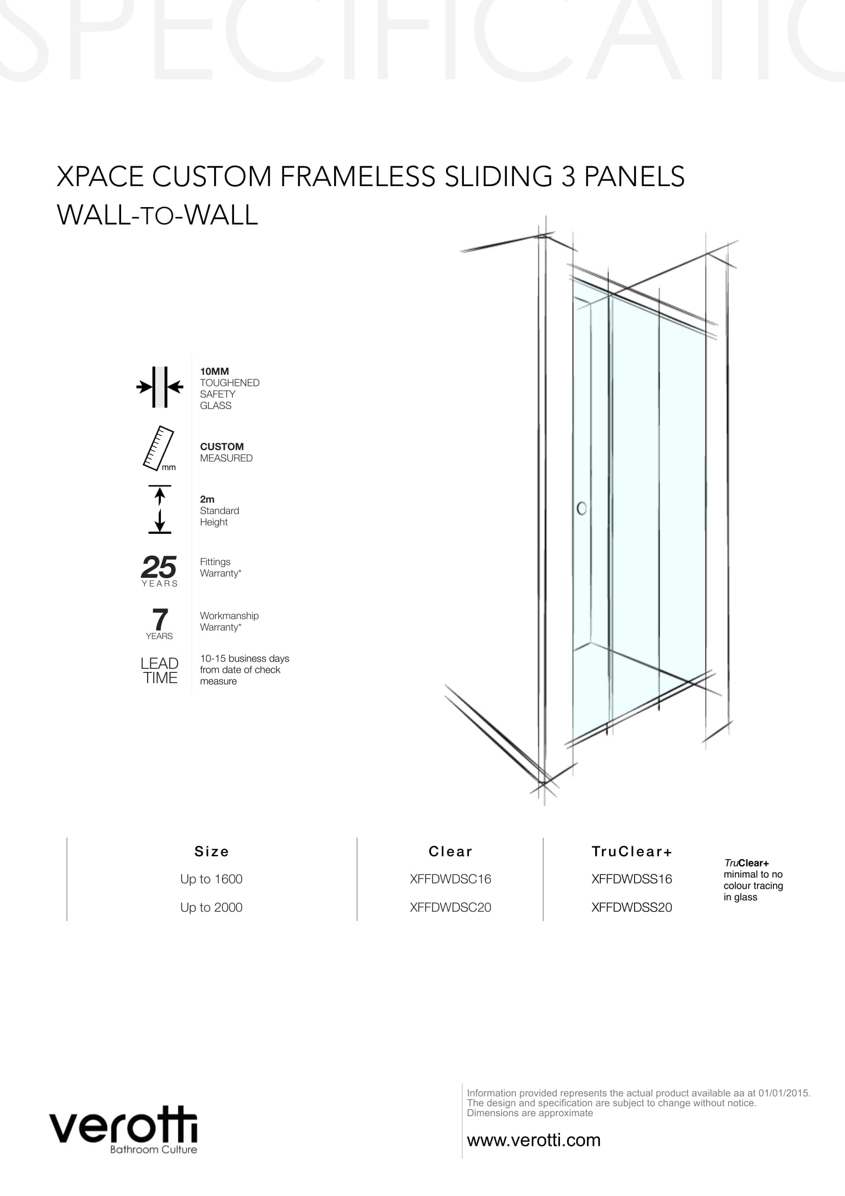 Xpace Custom Frameless Sliding Wall-To-Wall (3 Panels)