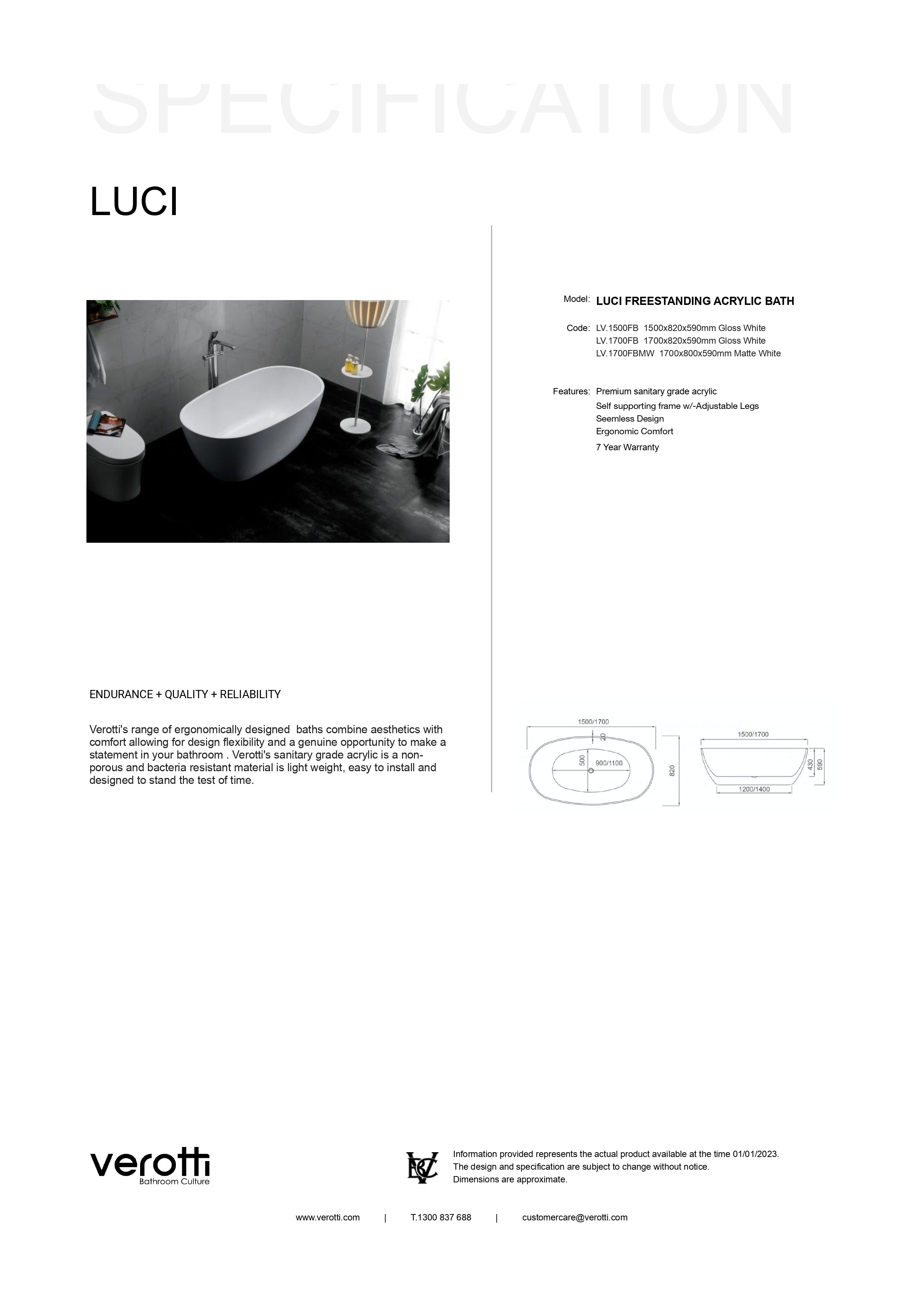 LUCI FREESTANDING BATH