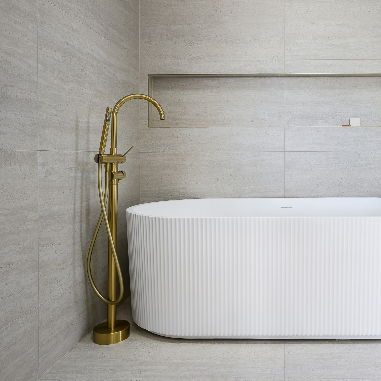 City Life Inox Freestanding Bath Filler w/ Hand Shower & Diverter