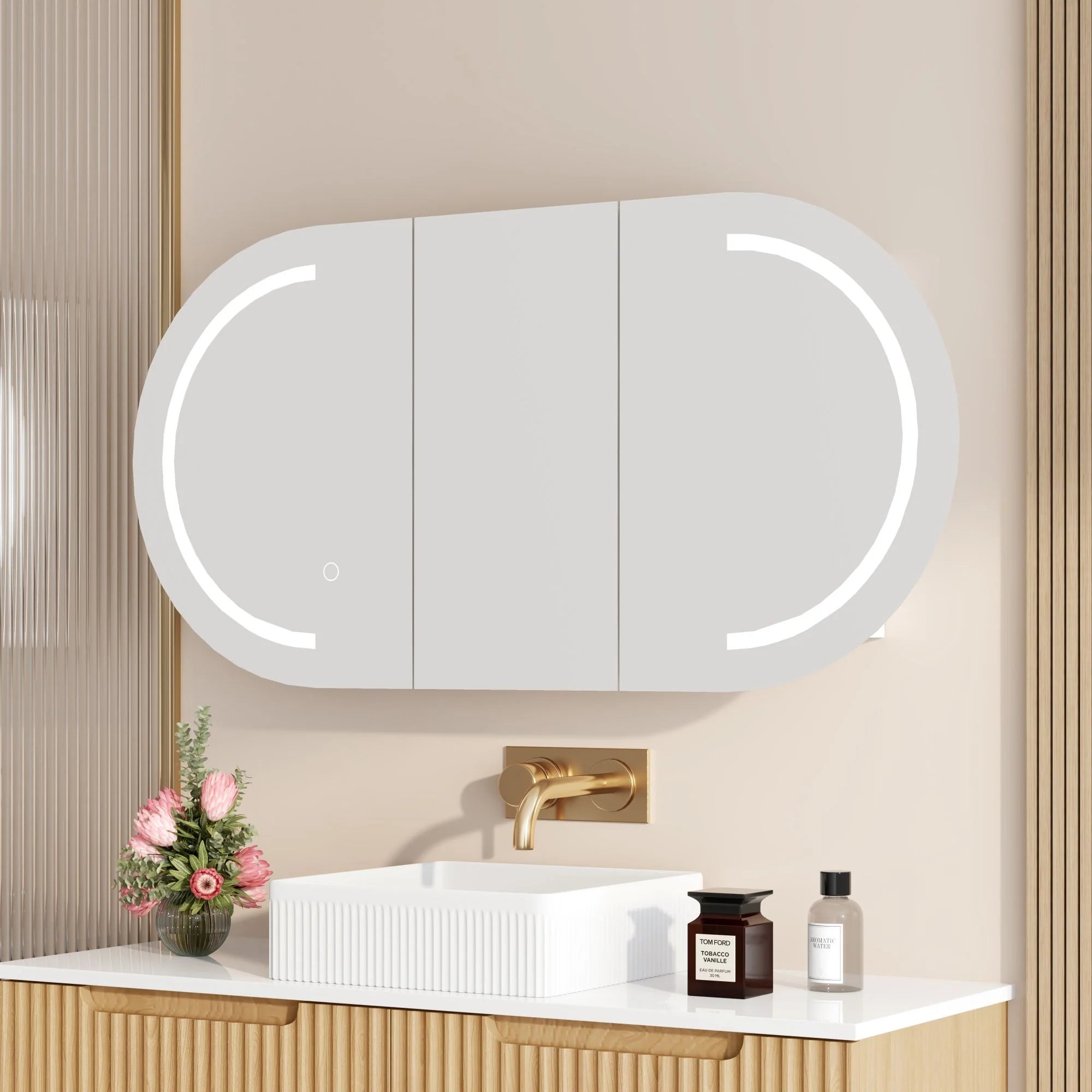Athena 1200mm x 600mm LED Oval Wall-Hung Shaving Cabinet