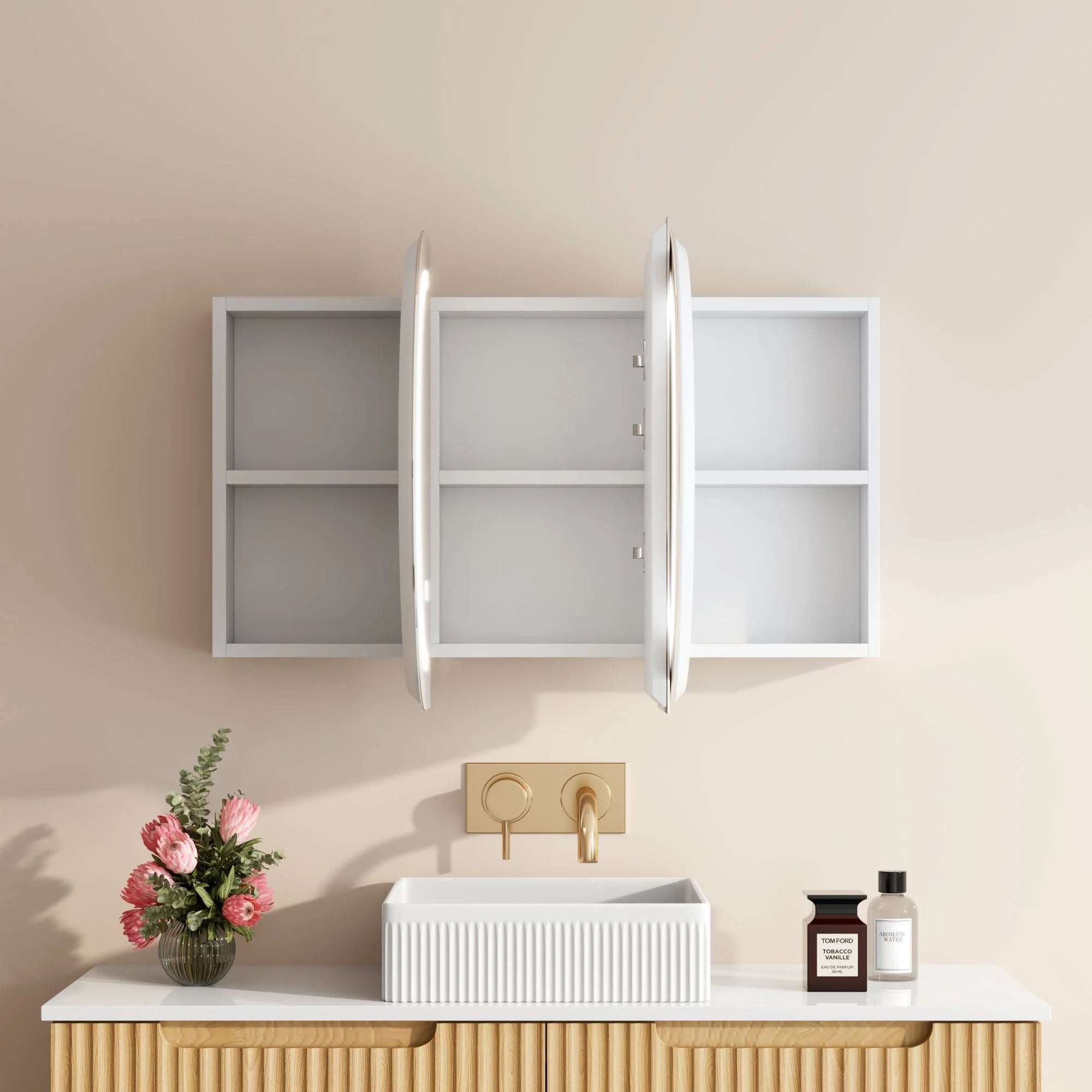 Athena 1200mm x 600mm LED Oval Wall-Hung Shaving Cabinet