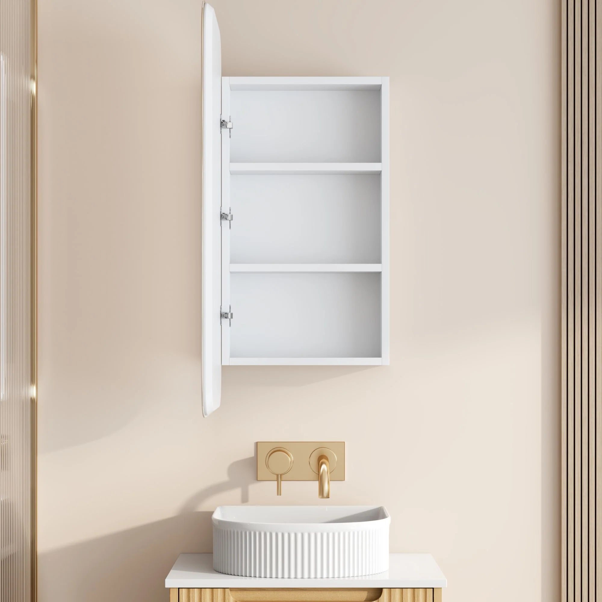 Athena 450 x 900mm LED Square Wall-Hung Shaving Cabinet - Single Door