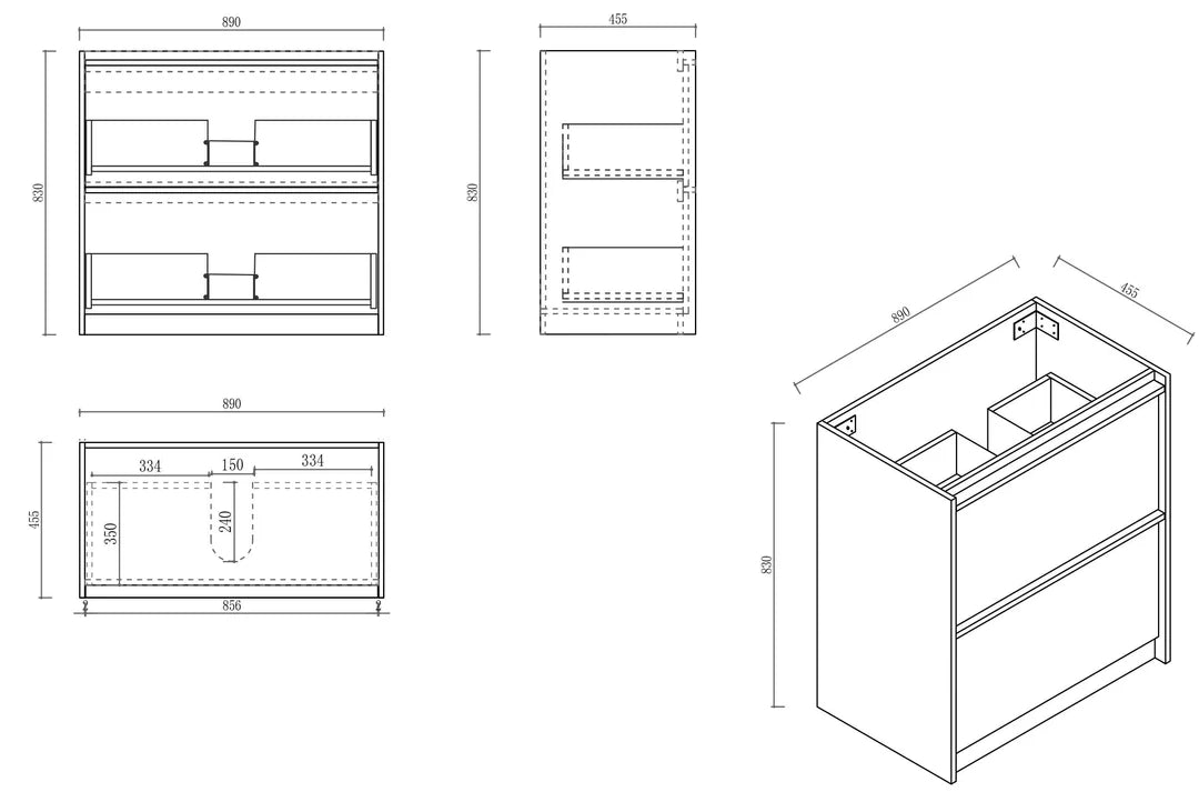 Bella 900mm Freestanding Cabinet - Notaio Walnut