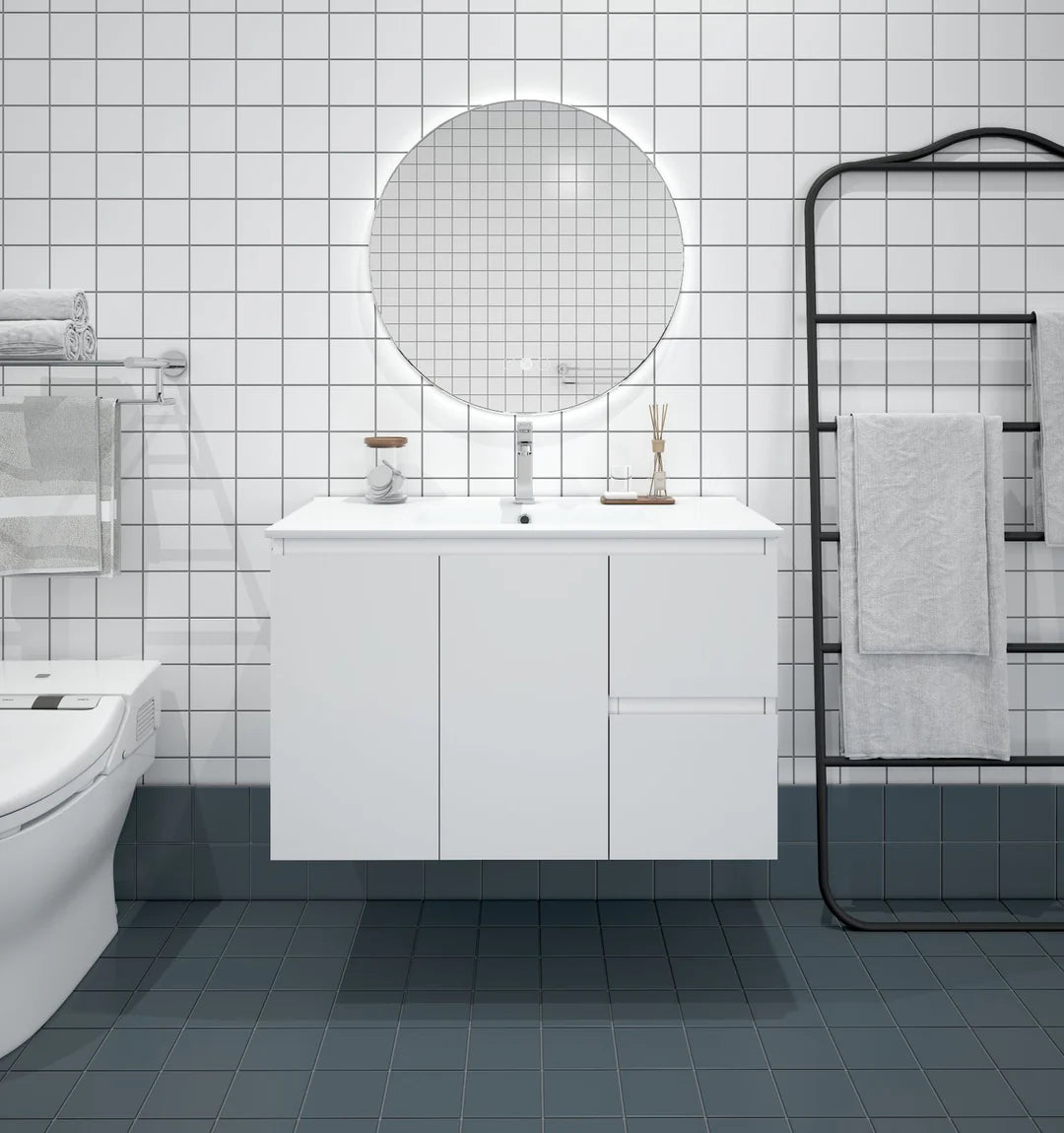 BIANCA 900mm MDF Wall-Hung Vanity (RHD)