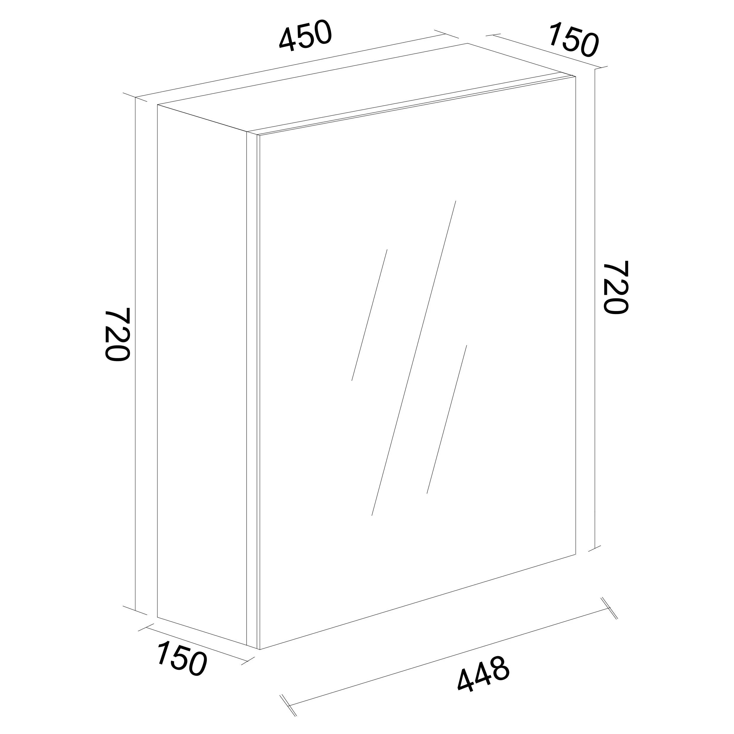 MDF Shaving Cabinet 450mm x 720mm - Gloss White