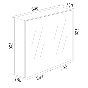 600mm x 720mm MDF Shaving Cabinet - Gloss White