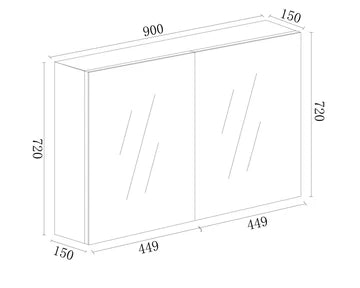 900mm x 720mm MDF Shaving Cabinet - Gloss White